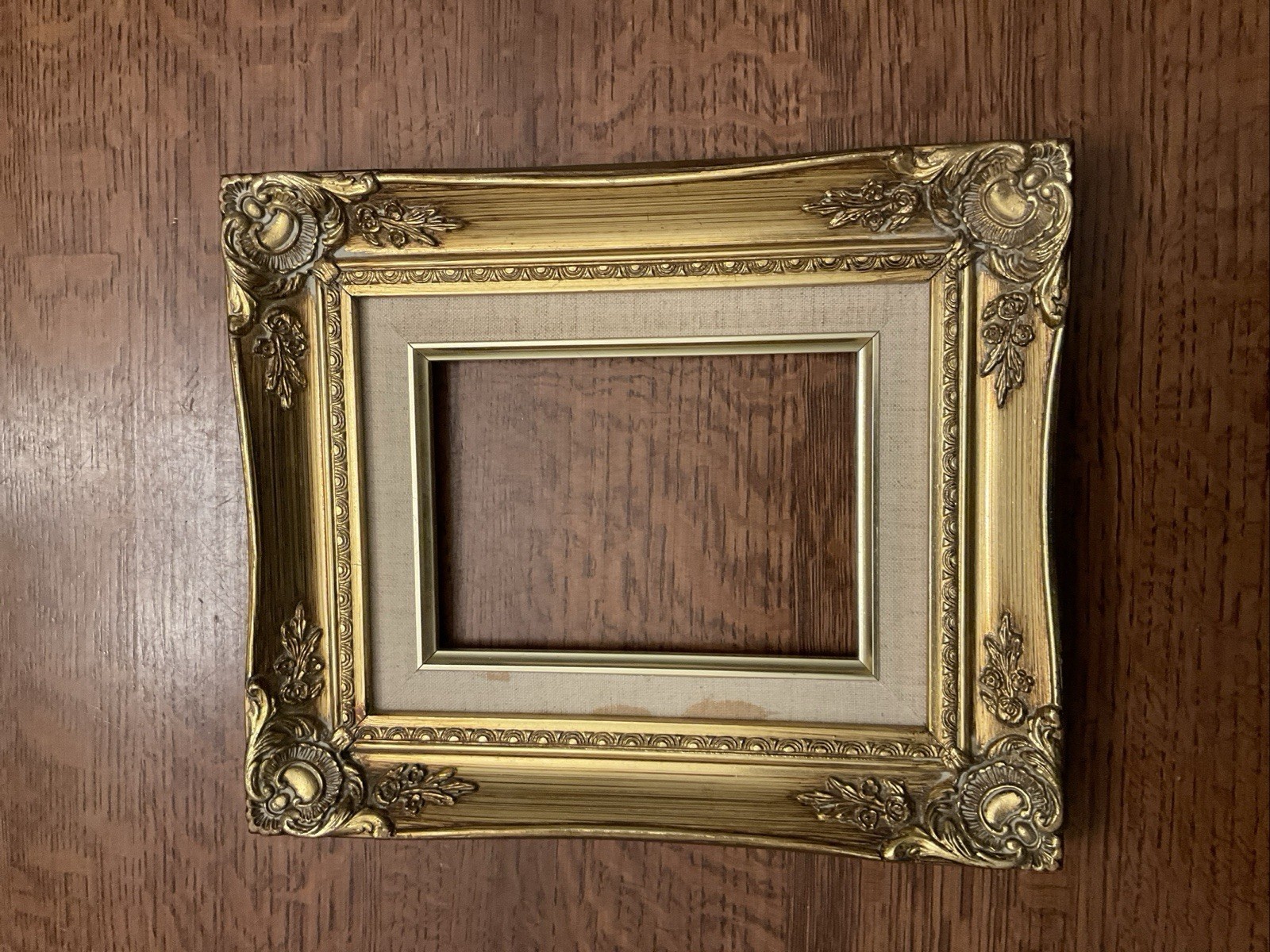Vintage Ornate Baroque Style Gilded Wood Frame 5X7 Opening -