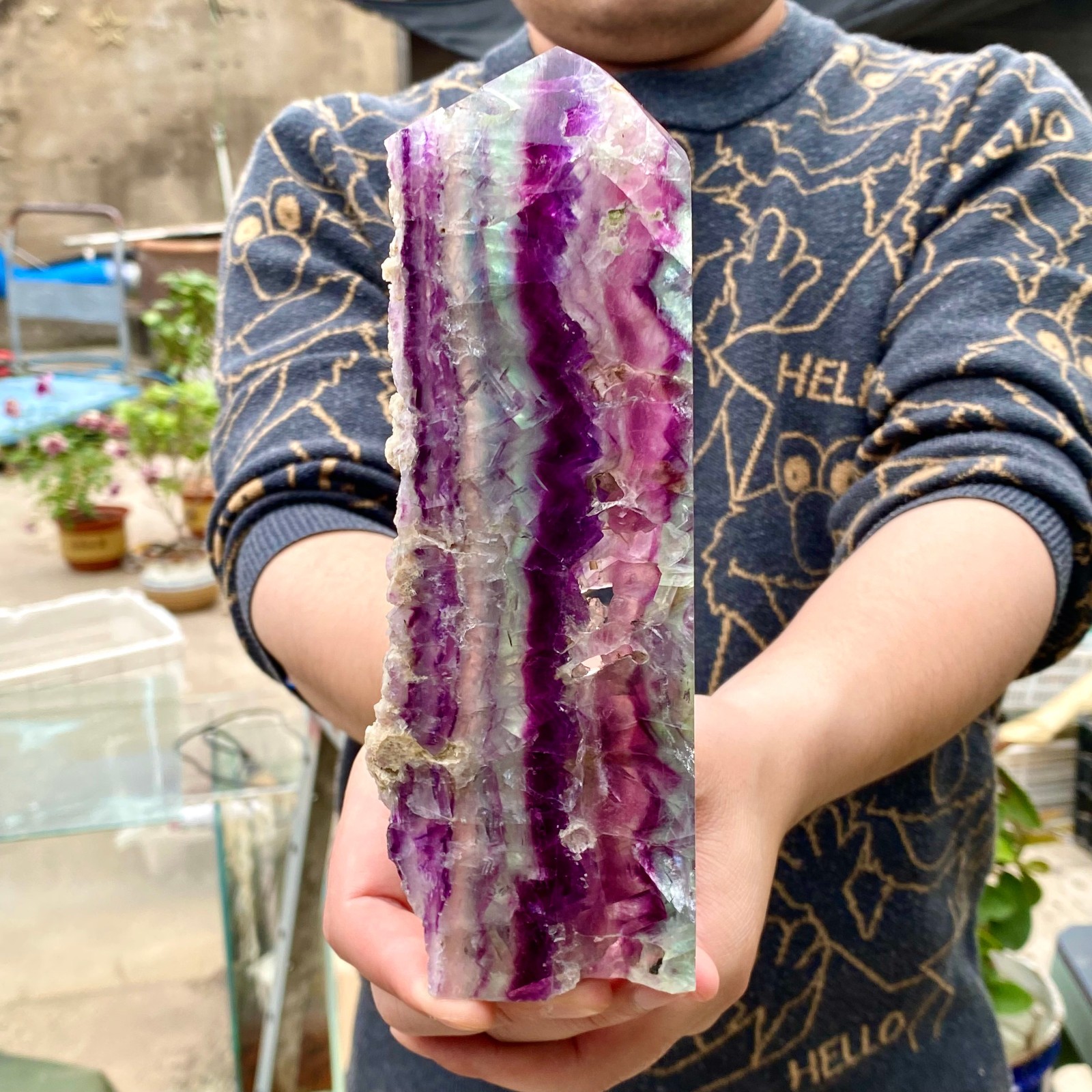 1.19LB  Natural colored fluorite slice quartz crystal flake mineral specimen