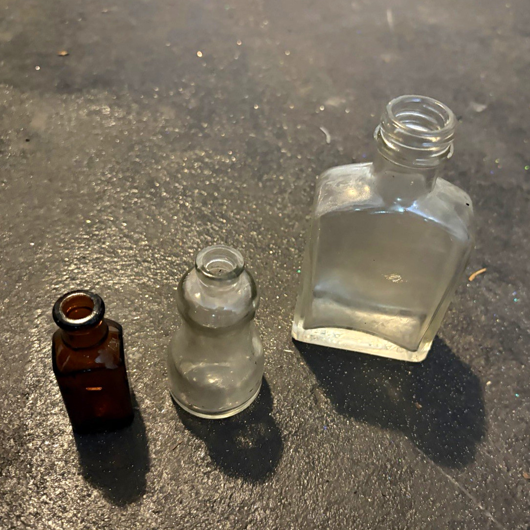 Vintage 1930s Art Deco Bottle Trio - Sta-Bac Curl Set Detroit & Hazel Atlas