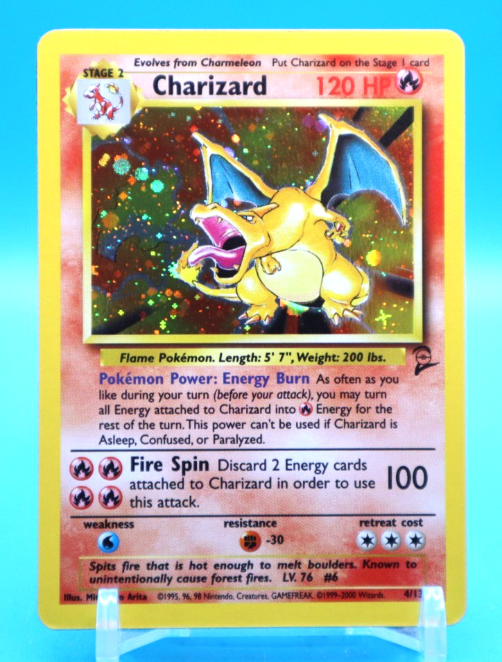 Pokémon TCG Charizard Base Set  Holo Unlimited Rare Card 4/130 LP (+) Condition