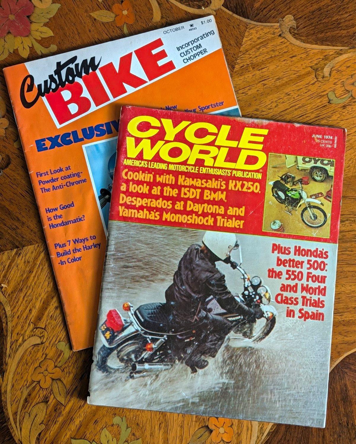 Lot 2 Vintage Motorcycle Magazines 1976 Custom Bike Chopper 1974 Cycle World