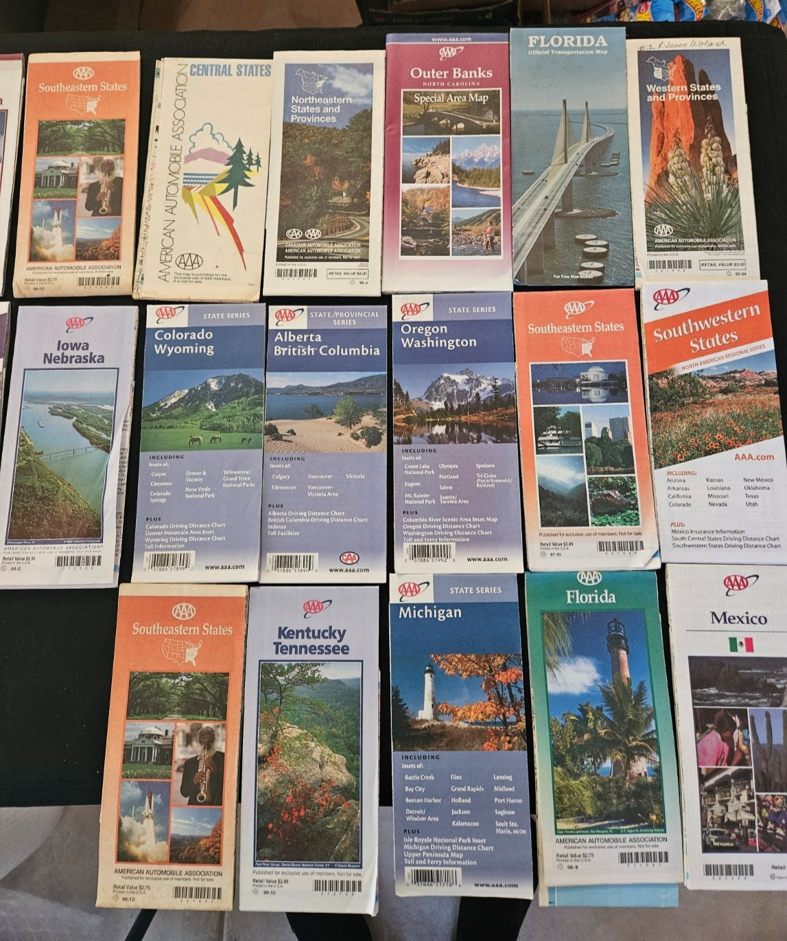 Vintage AAA Road Maps Lot of 17 1970s 1980s 1990s US Regional Travel Ephemera Cr