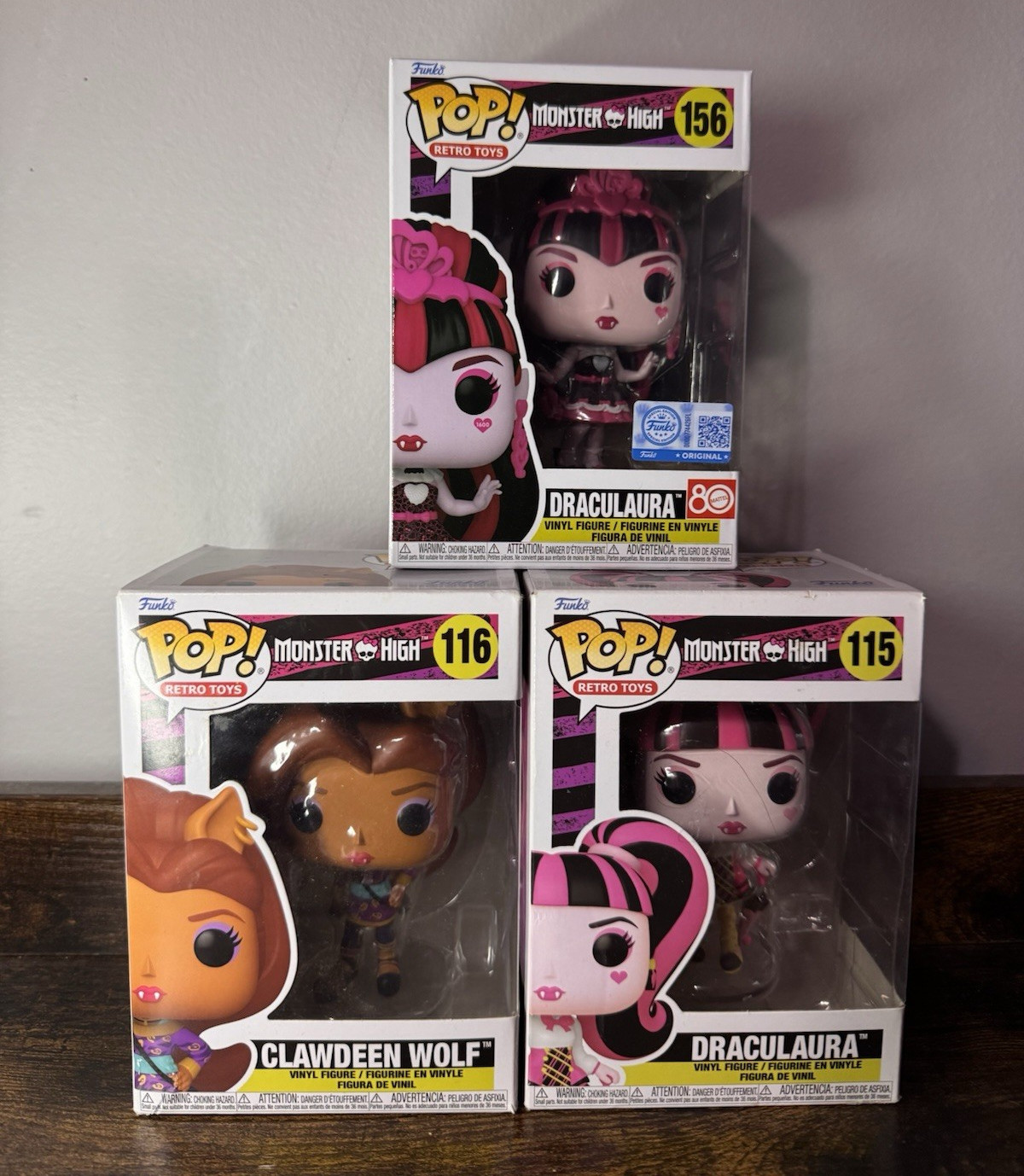 Funko Monster High Draculaura & Clawdeen Wolf Vinyl Figure 3-Pack Boxed.