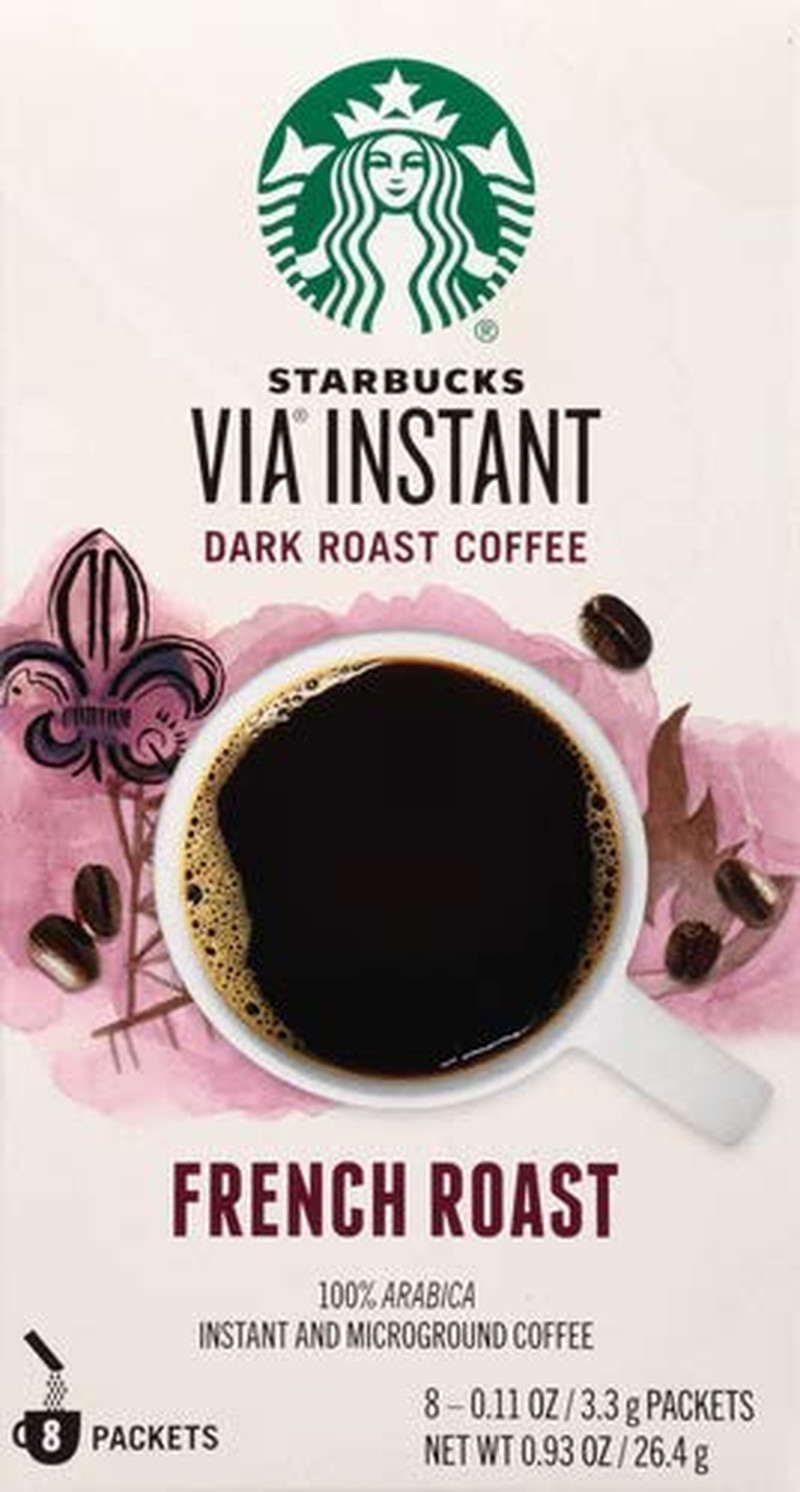 via Instant Coffee, Dark Roast Coffee, French Roast, 100% Arabica, 1 Box (50 Pac