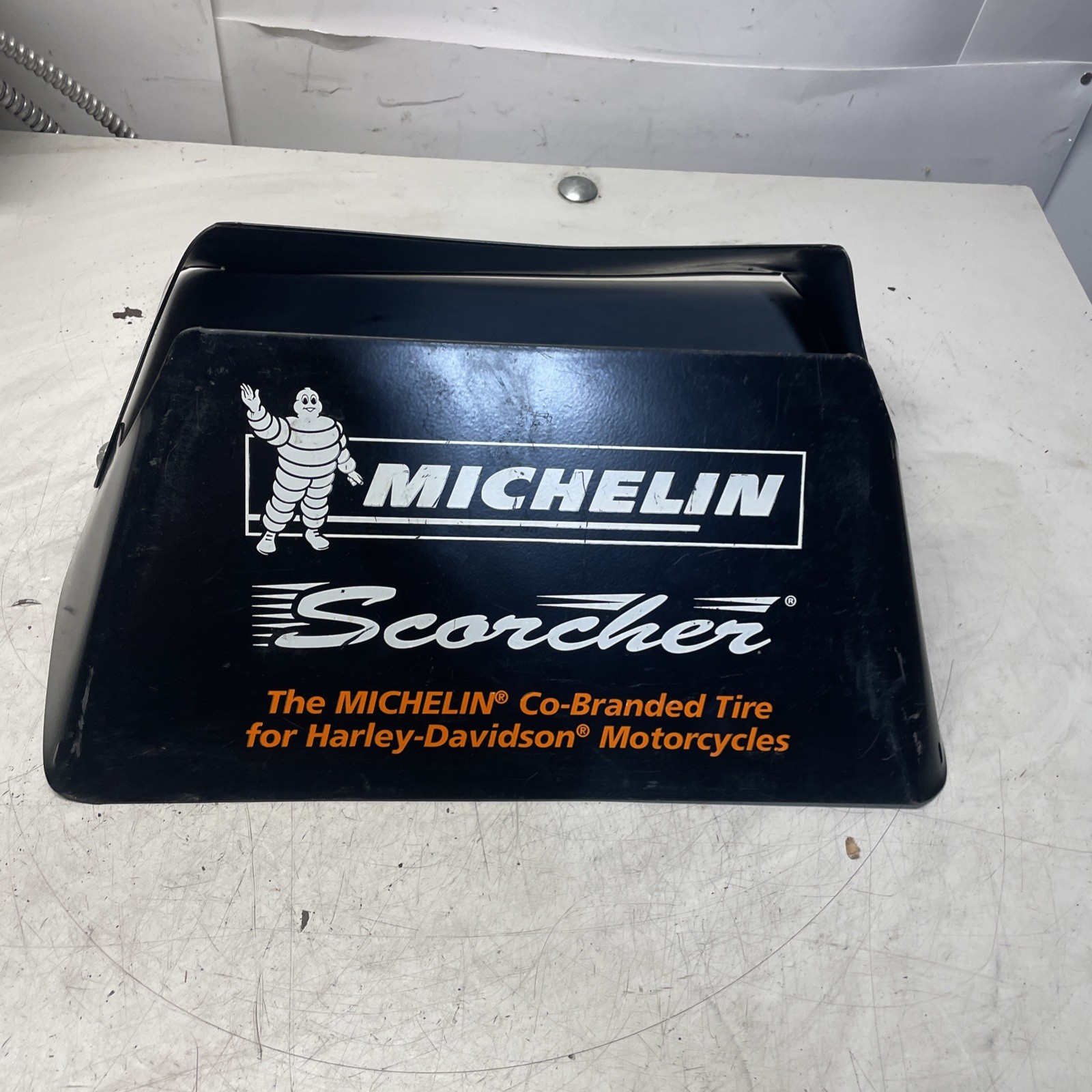 Michelin Scorcher Harley Metal Motorcycle Tire Display Sign Stand Display