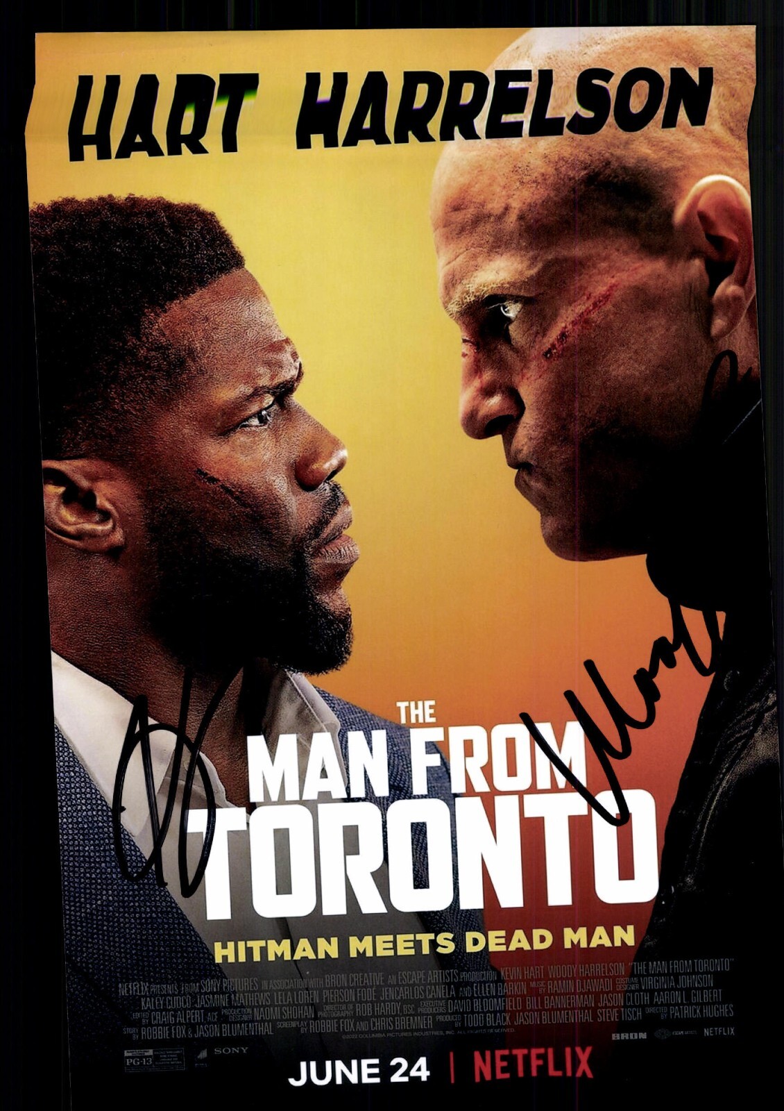 Woody Harrelson and Kevin Hart The Man From Toronto Original Sign # BC G 43473