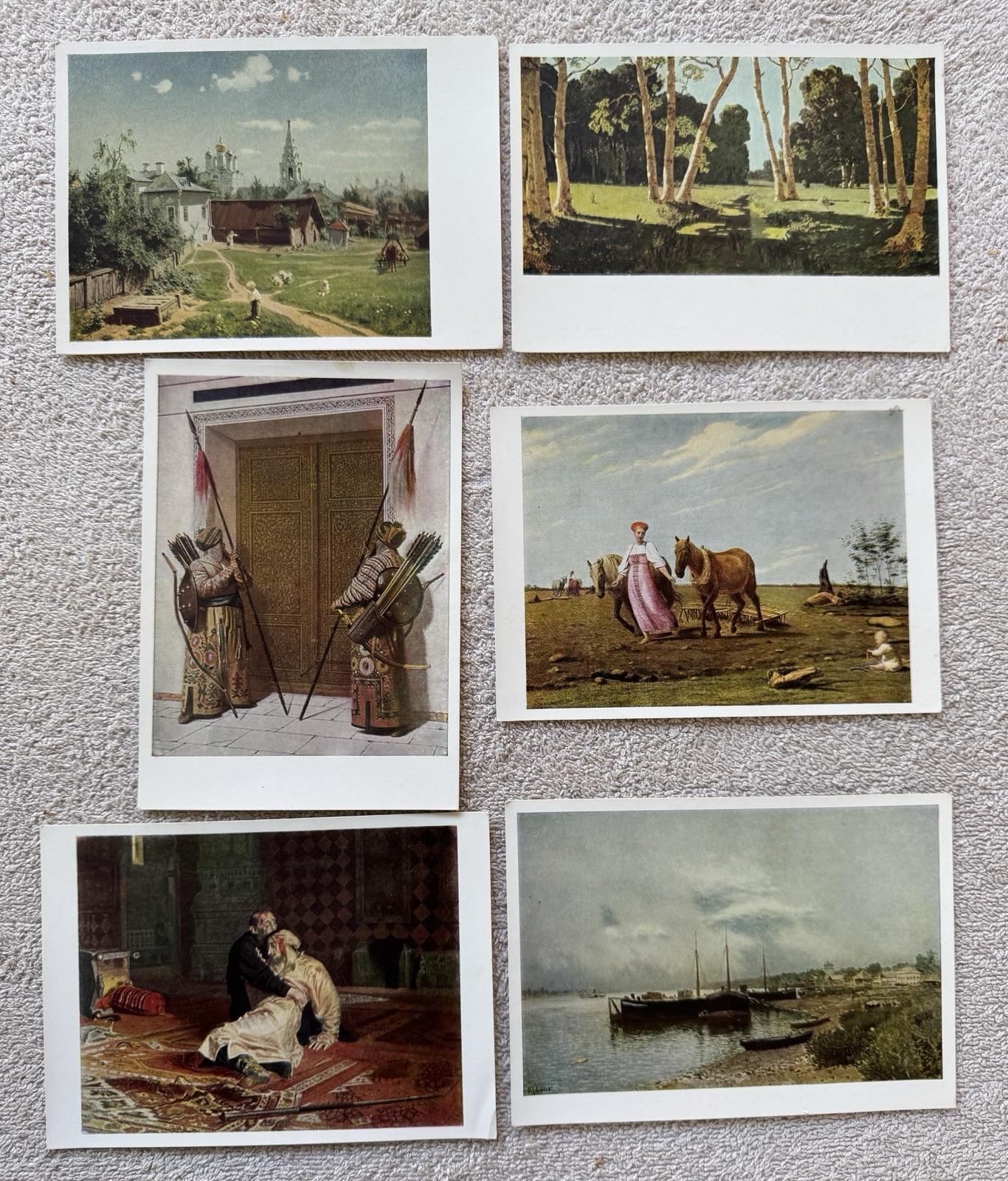 Set of 6 Vintage Art Postcards Tretyakov Gallery USSR Repin Vereshchagin