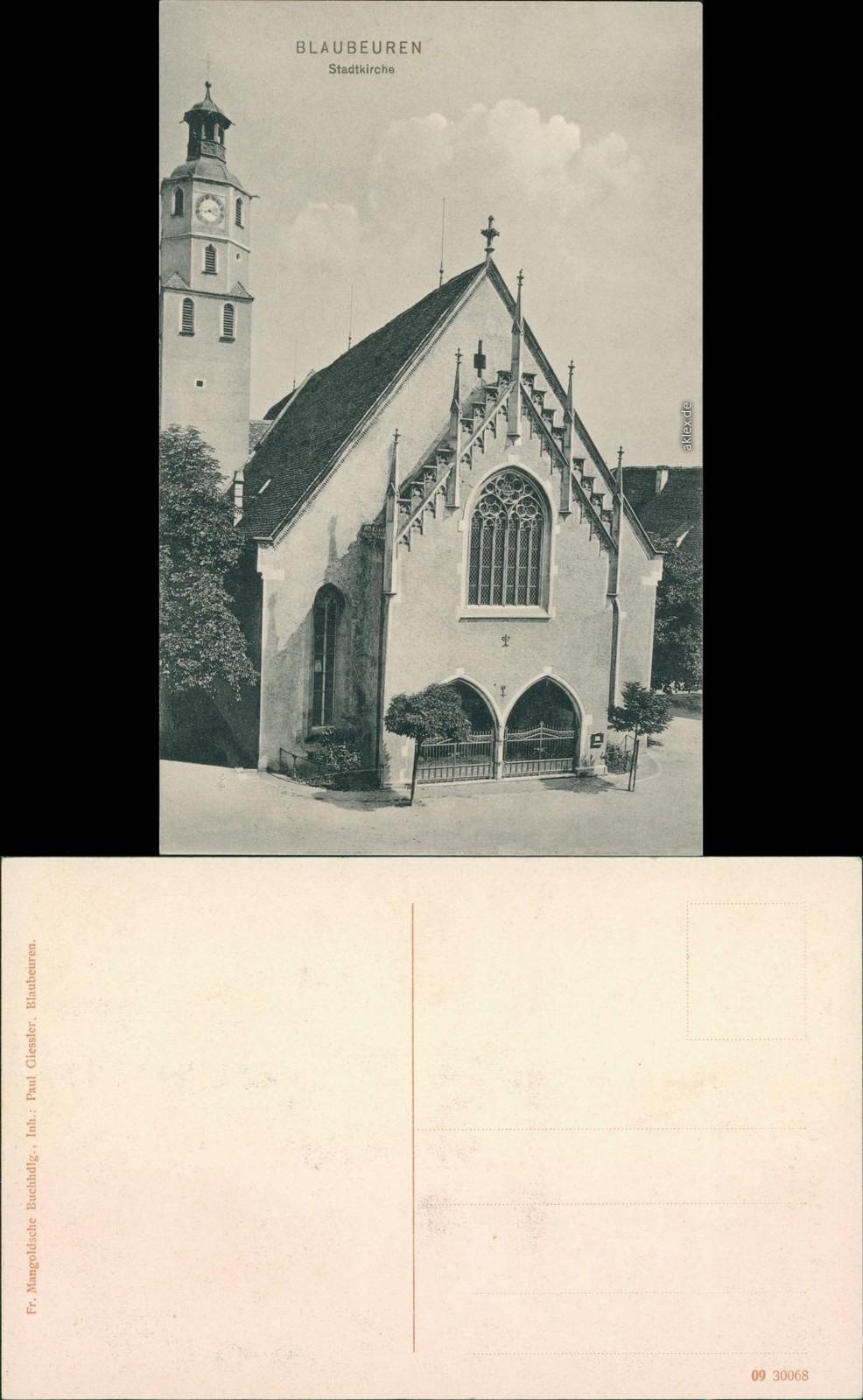 Postcard Blaubeuren lot at the city church 1909