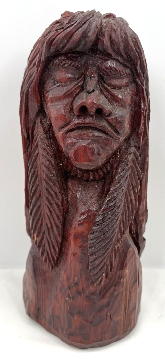 Vintage Hand Carved Wood Native Aboriginal Folk Art Sculpture Raw Edge Signed