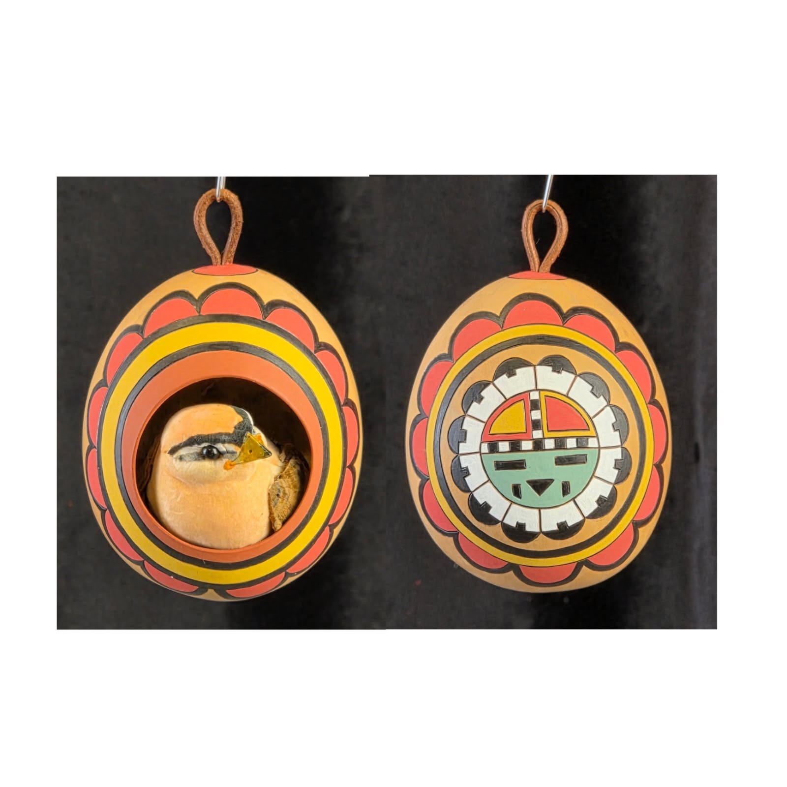 Vintage Folk Art Handcrafted NESTING BIRD HOPI DAWA Egg Shaped Ornament CISKO
