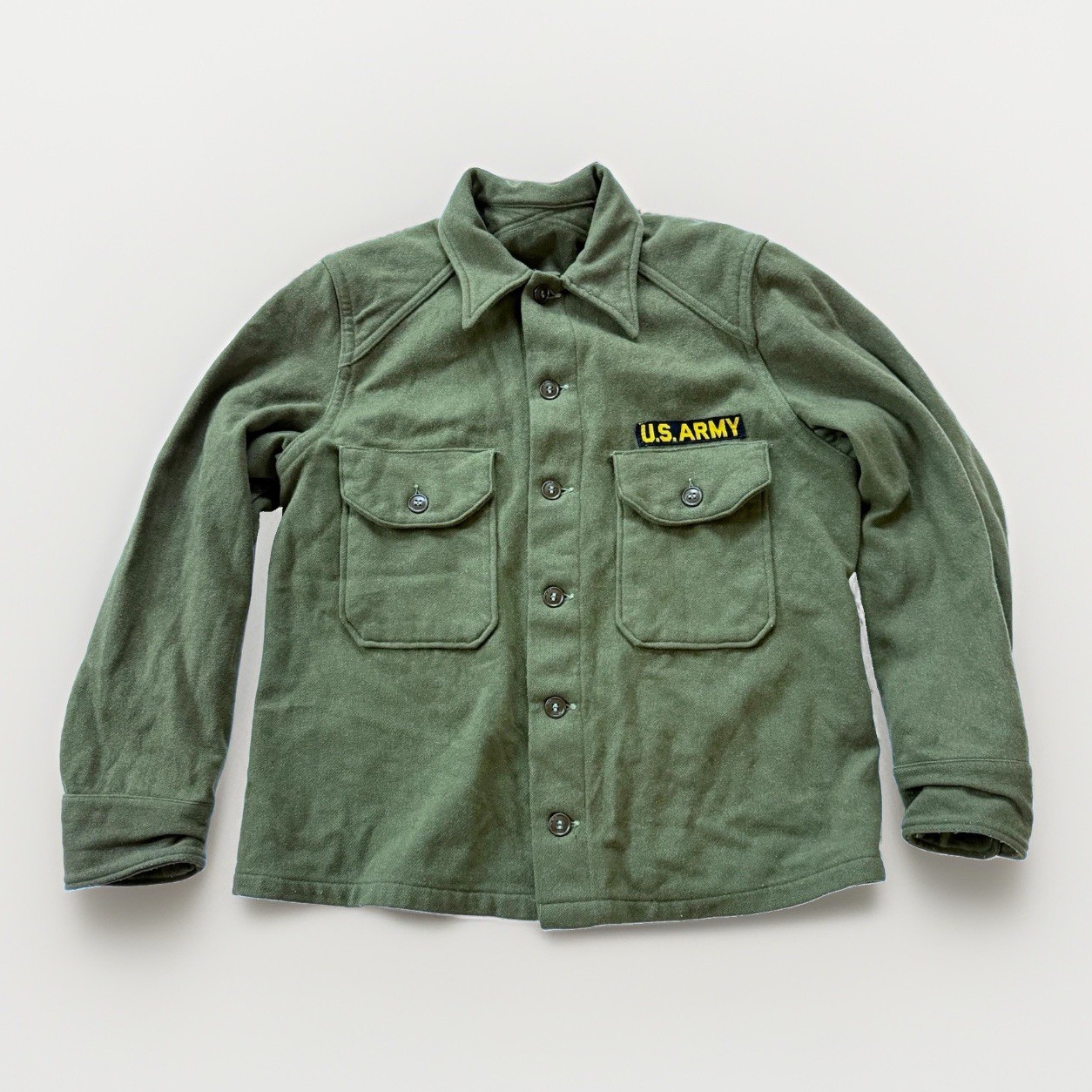 Vintage U.S. Army OG-108 Wool Field Shirt Military Olive Green USA Mens