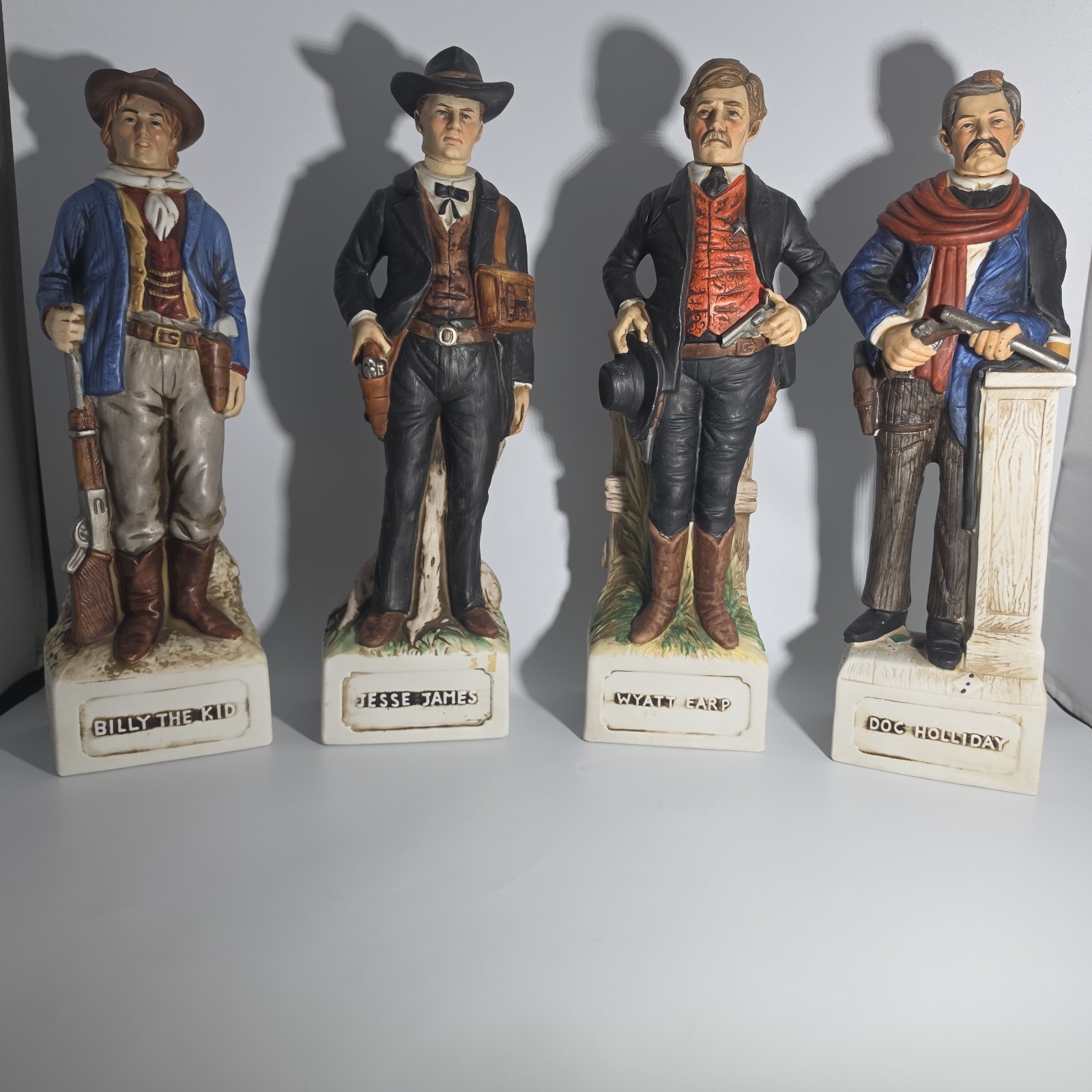 Vintage McCormick Whiskey Decanters Billy Kid Jesse James Wyatt Earp Doc...