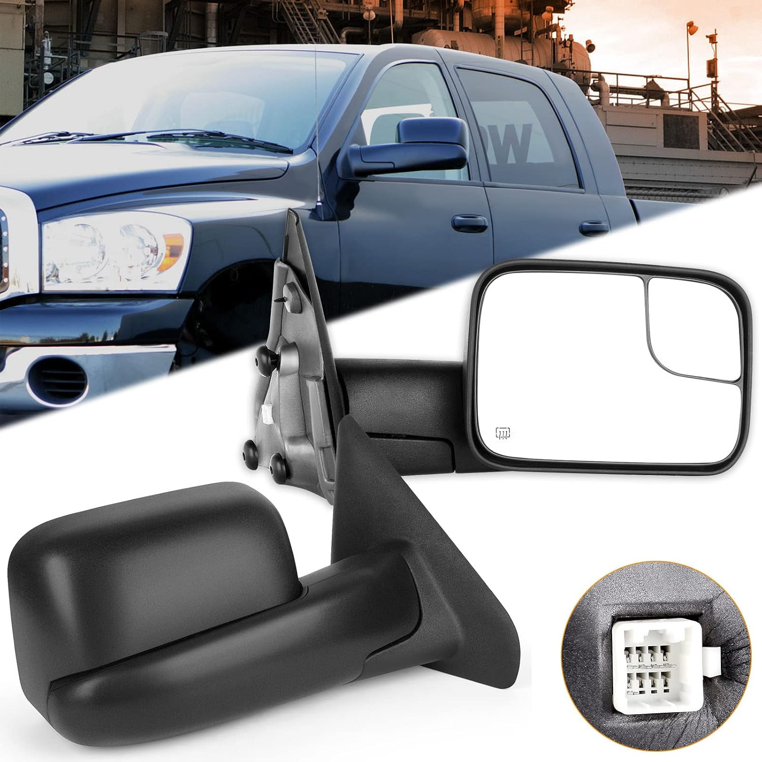 A Pair Heated Towing Mirrors Fit for Dodge for Ram 1500 2500 3500