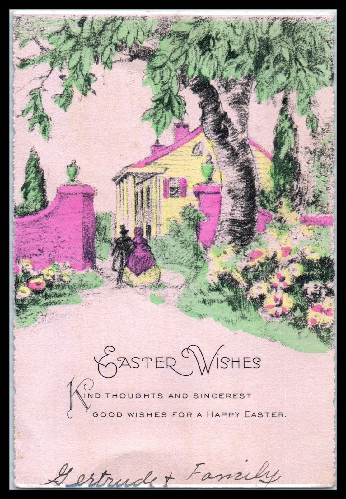 Vintage EASTER Card - Easter Wishes 
