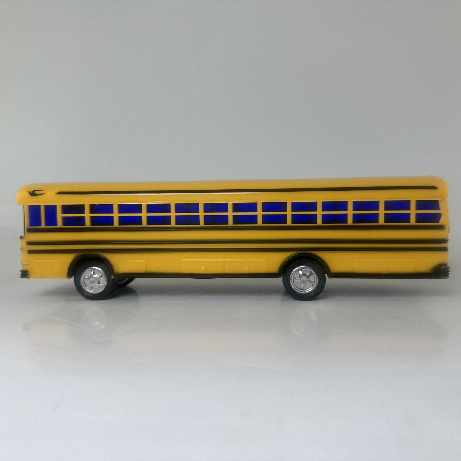 Vtg Yellow Blue Bird School Bus Jimson No. 330 Coin Bank Plastic 10” *No Plug*