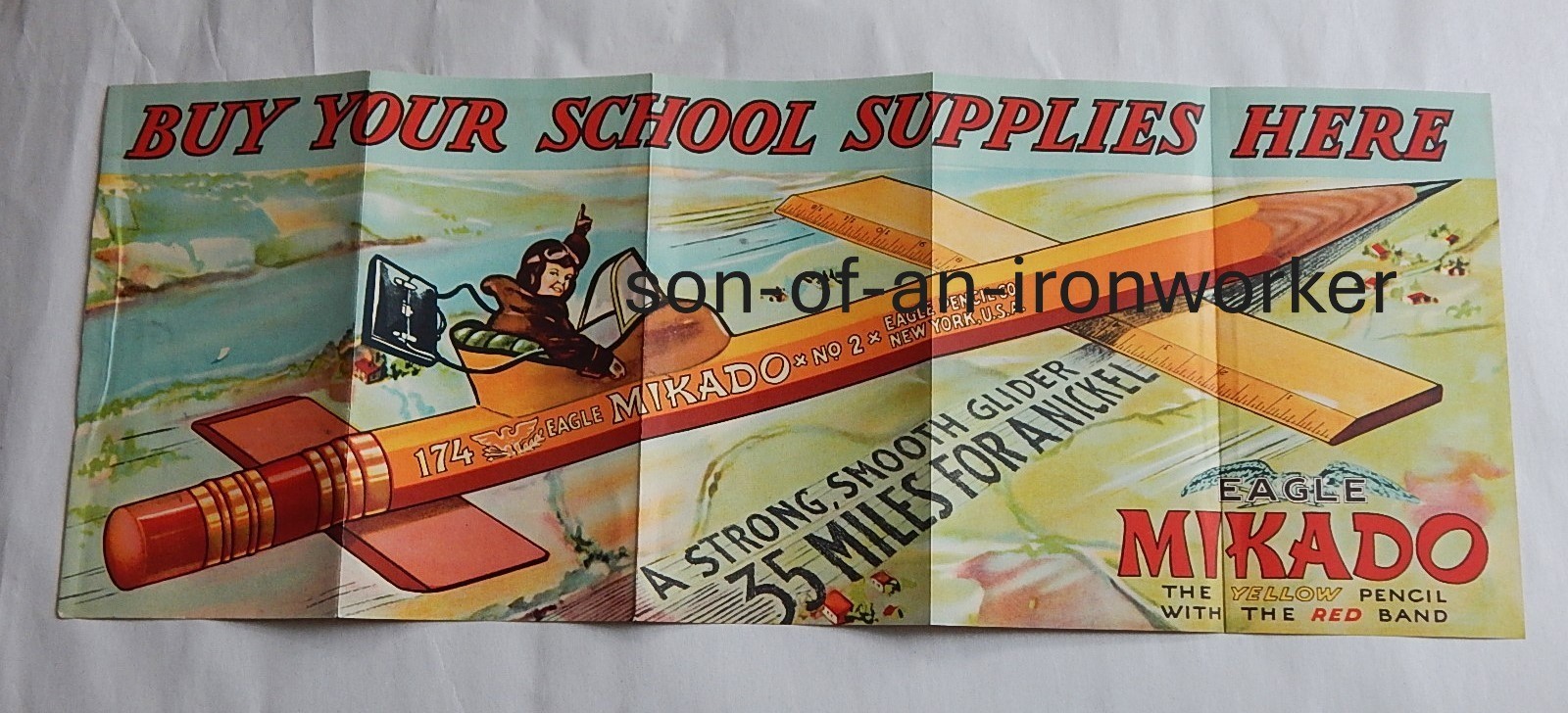 vintage original 1920\'s - 1930\'s  Eagle Mikado Pencils advertising poster