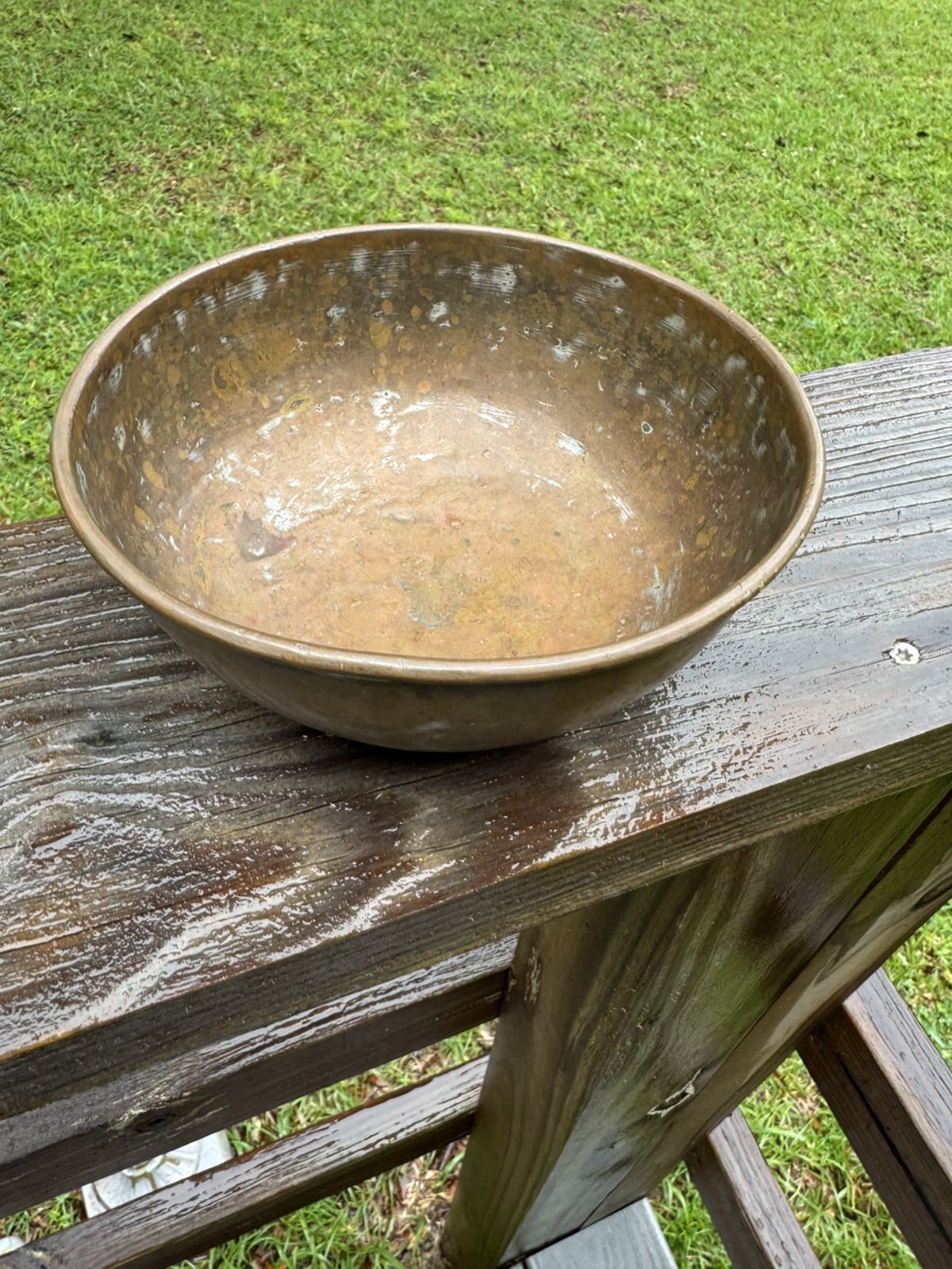 Antique 19thC  Tinned Copper Mixing Bowl Cul de Poule   Bottom Rolled Rim 6 1/2\