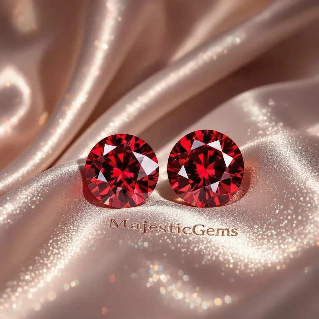 1 Ct 1 Pair  Certified Round Cut Red Diamond D/VVS1 + Free Gift by MajesticGems