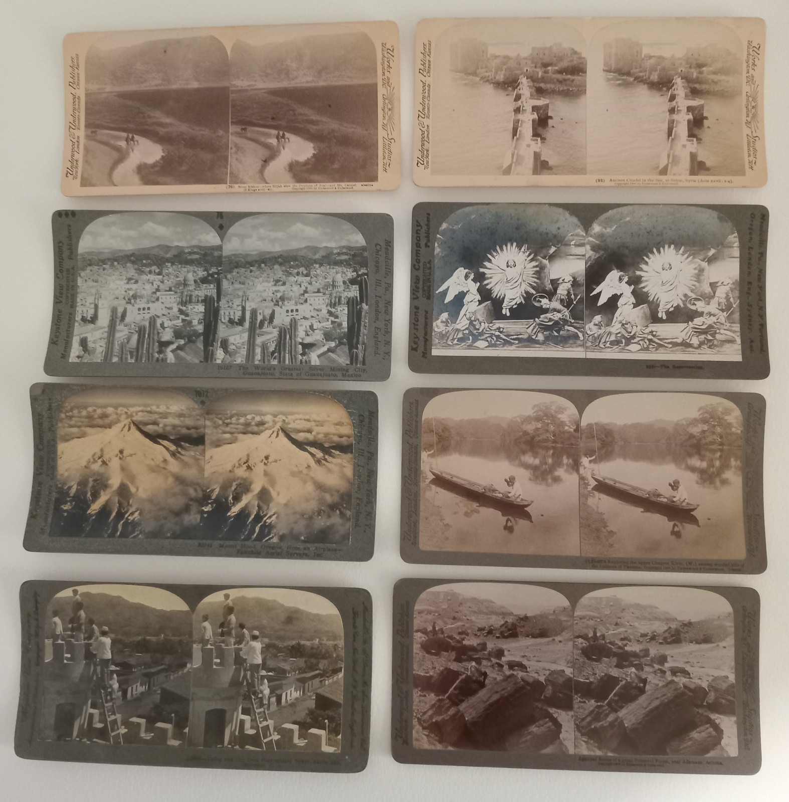 Vintage Keystone View & Underwood Stereoscope Cards, Set of 8, 1920\'s, Original