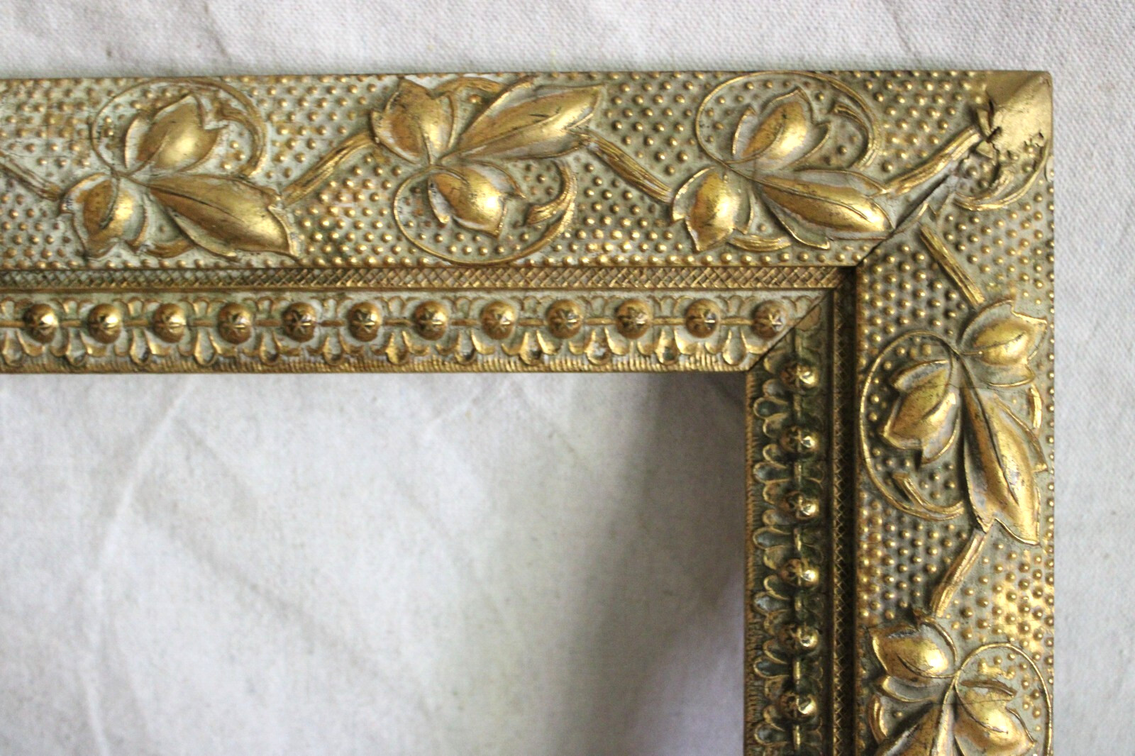 ANTIQUE FITS 7 X 12 VICTORIAN PICTURE FRAME GOLD GILT WOOD ORNATE WIDE FLORAL