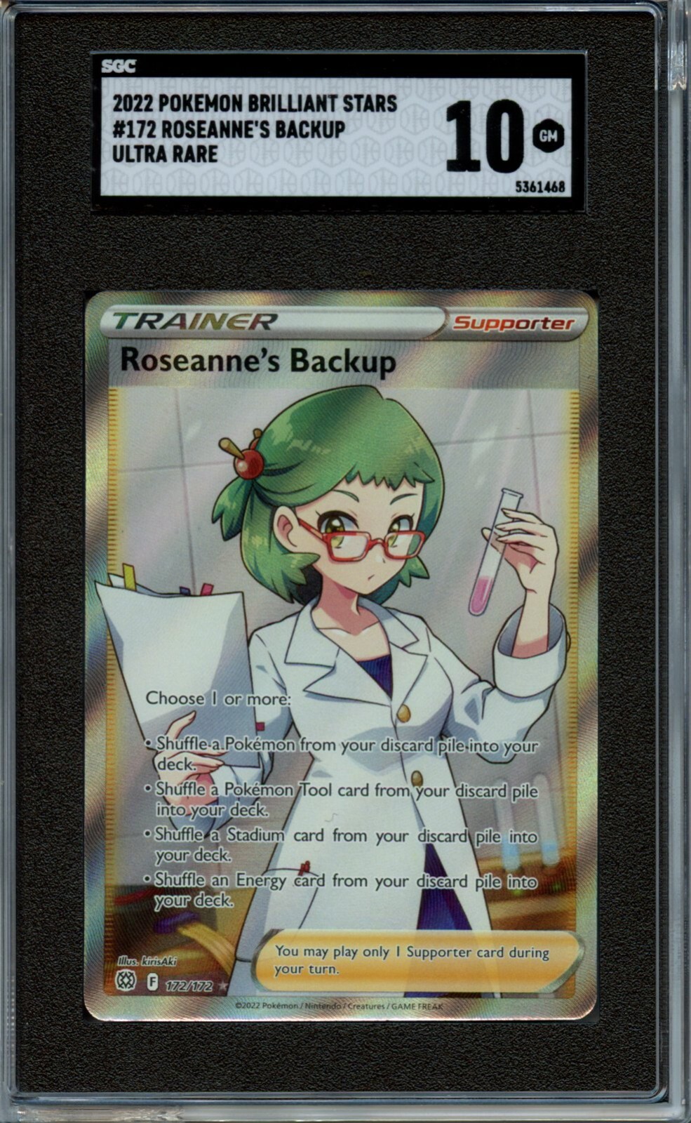 2022 Pokemon Roseanne’s Backup Ultra Rare SGC 10