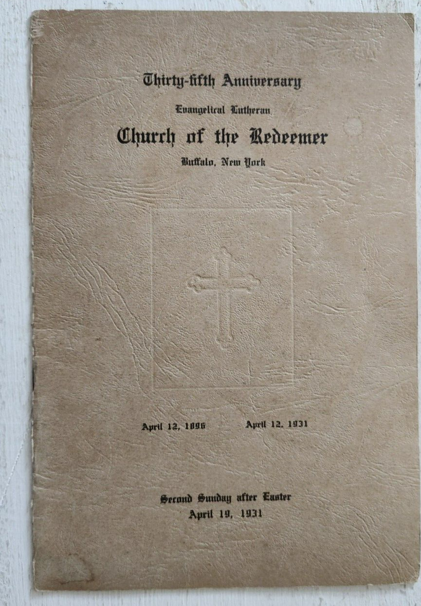 1896 - 1931 Buffalo NY Church of the Redeemer 35th Anniversary Souvenir Book