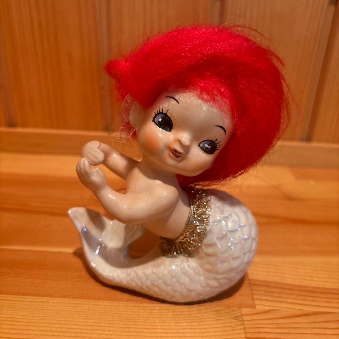 Retro Doll Mermaid Figurine, 14cm, Vintage, Collectible, Showa Era