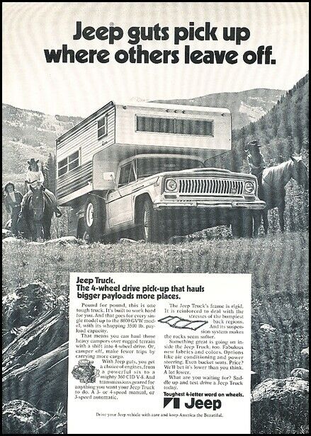 1972 Jeep Truck Camper Vintage Advertisement Print Art Car Ad K12A