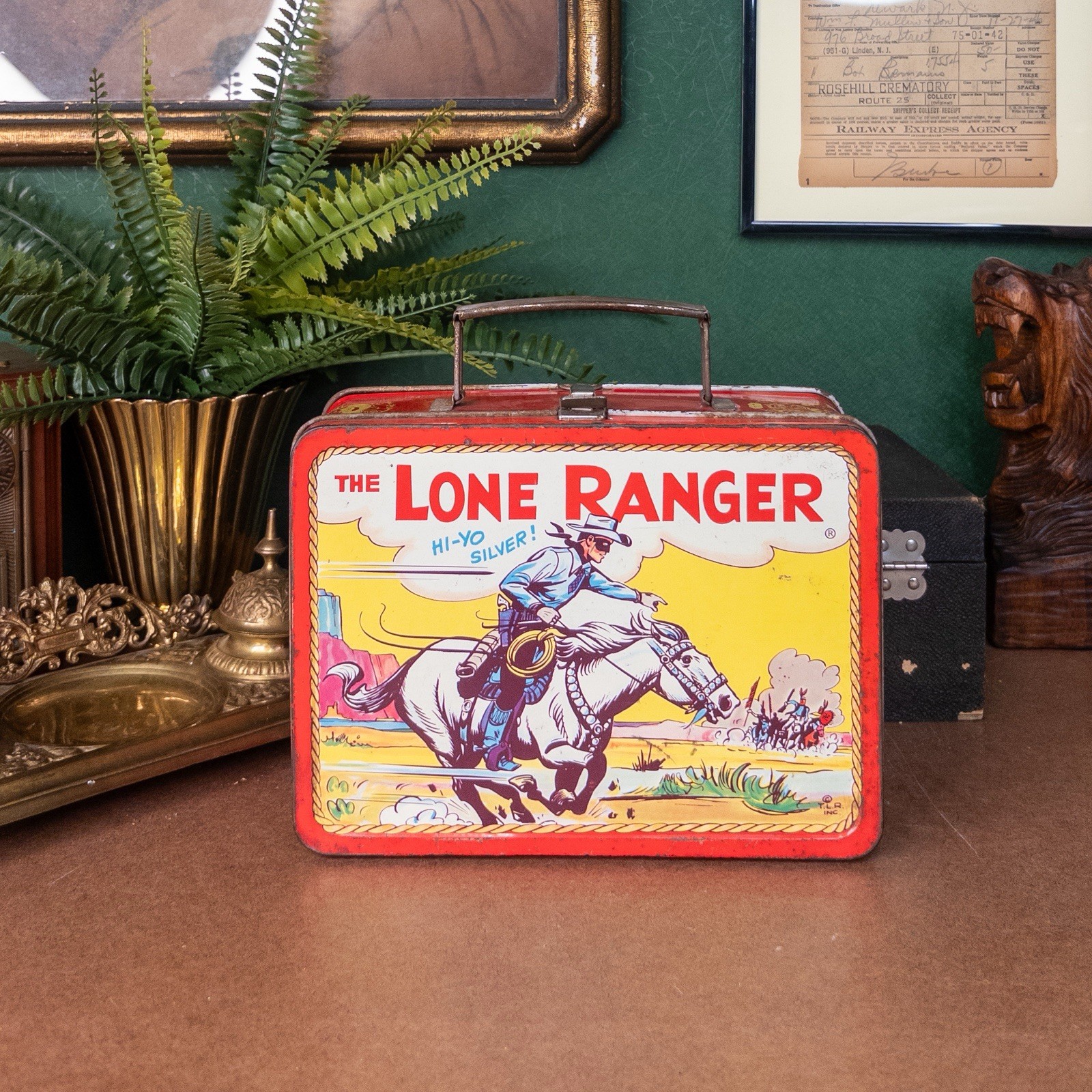 1954 Lone Ranger Tonto ADCO Liberty Metal Lunch Box Hi Yo Silver Vintage Western 1954 Lone Ranger Tonto ADCO Liberty Metal Lunch Box Hi Yo Silver Vintage Western