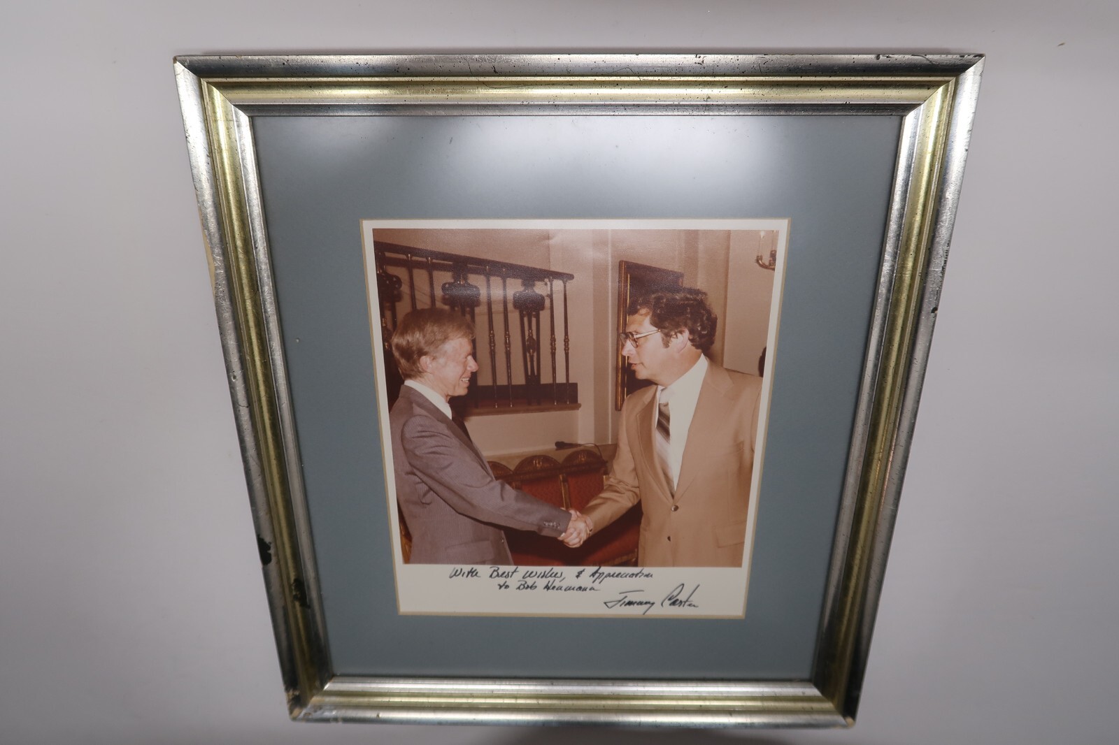 Vtg Jimmy Carter Rare Signed Photo Framed and Matted
