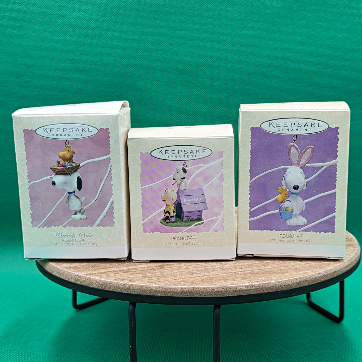 Hallmark Keepsake Peanuts Easter Ornaments Set of 3 Snoopy 1994 Vintage