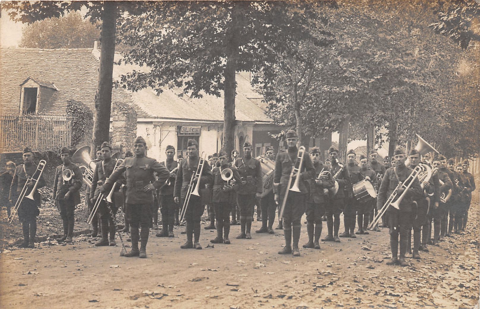 J32/ Interesting RPPC Postcard c1910 Band Instruments Band Musicians 307
