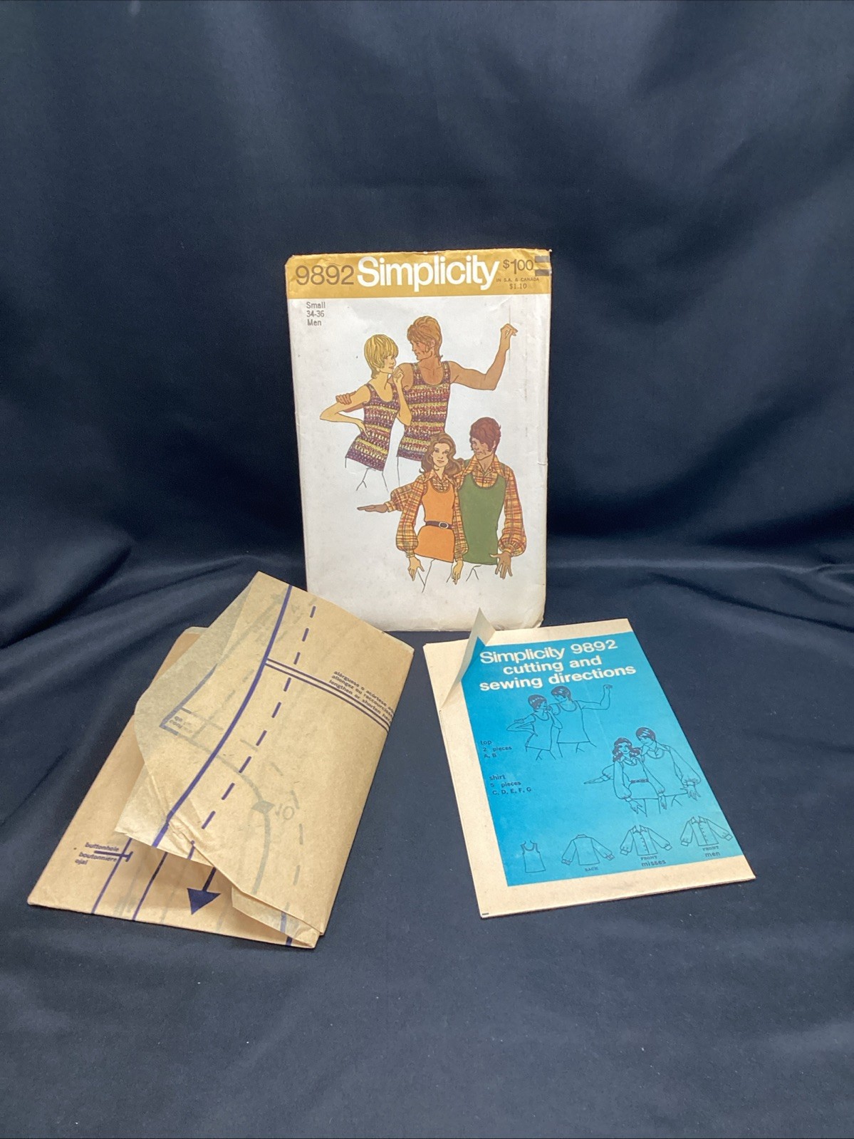 Vtg Sewing Pattern, Simplicity 9892, tank top, shirt, 34-36 Cut - ships free