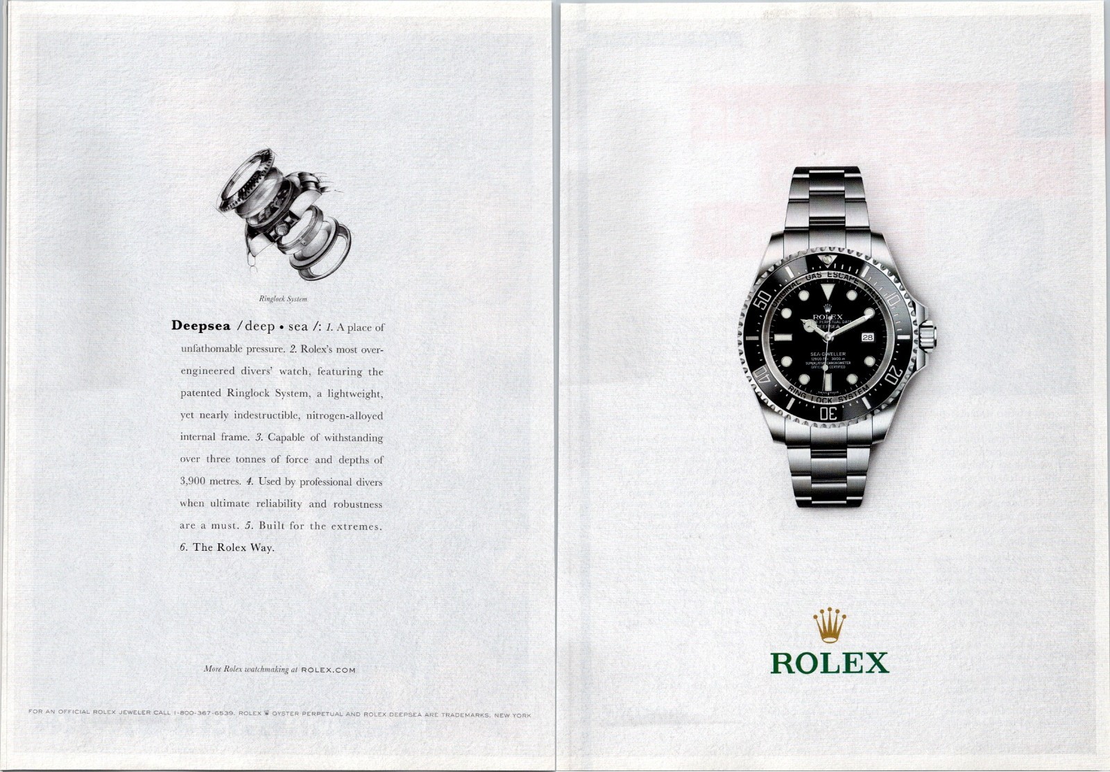2014 • Rolex Deepsea 2 Page Print Ad • 2000\'s Fashion FA.21