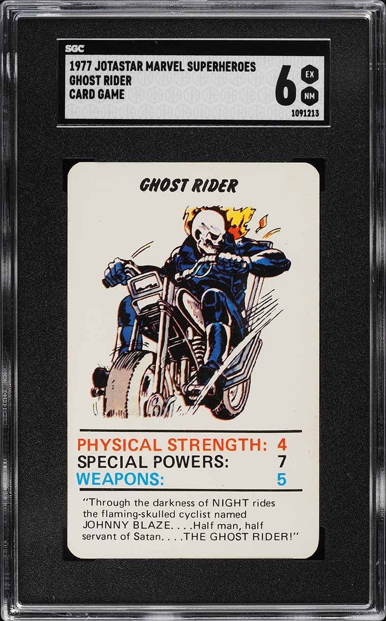 🔥1977 Jotastar Marvel Ghost Rider Card SGC 6 POP 1 Spider-Man Back Johnny Blaze