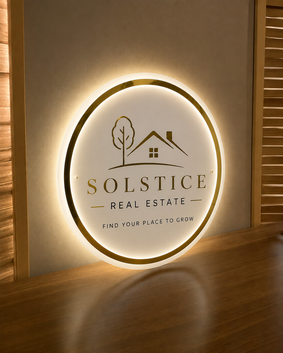 Custom Round Acrylic Backlit LED Sign, Personalized Business Logo Wall Decor