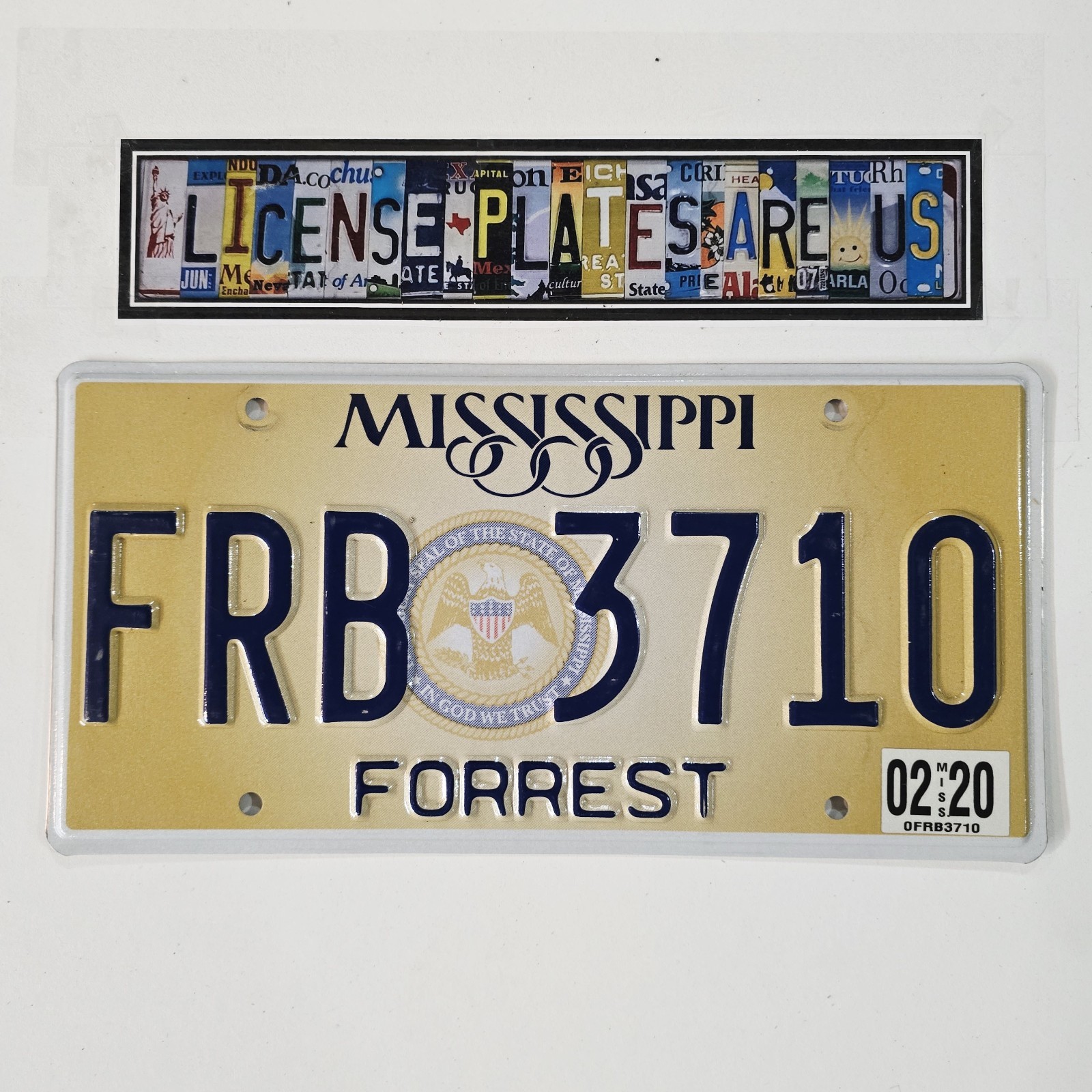 2020 Mississippi State Seal License Plate 🔥 MS Forrest County FRB 3710