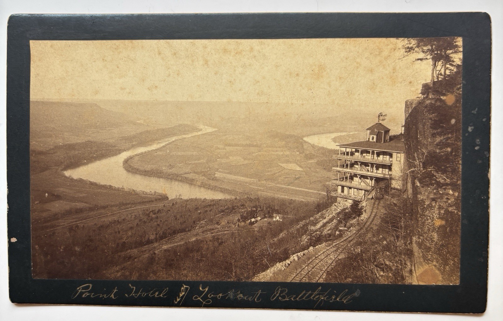 Original 1890s Albumen Photo Point Hotel & Lookout Mtn. Battlefield Chattanooga