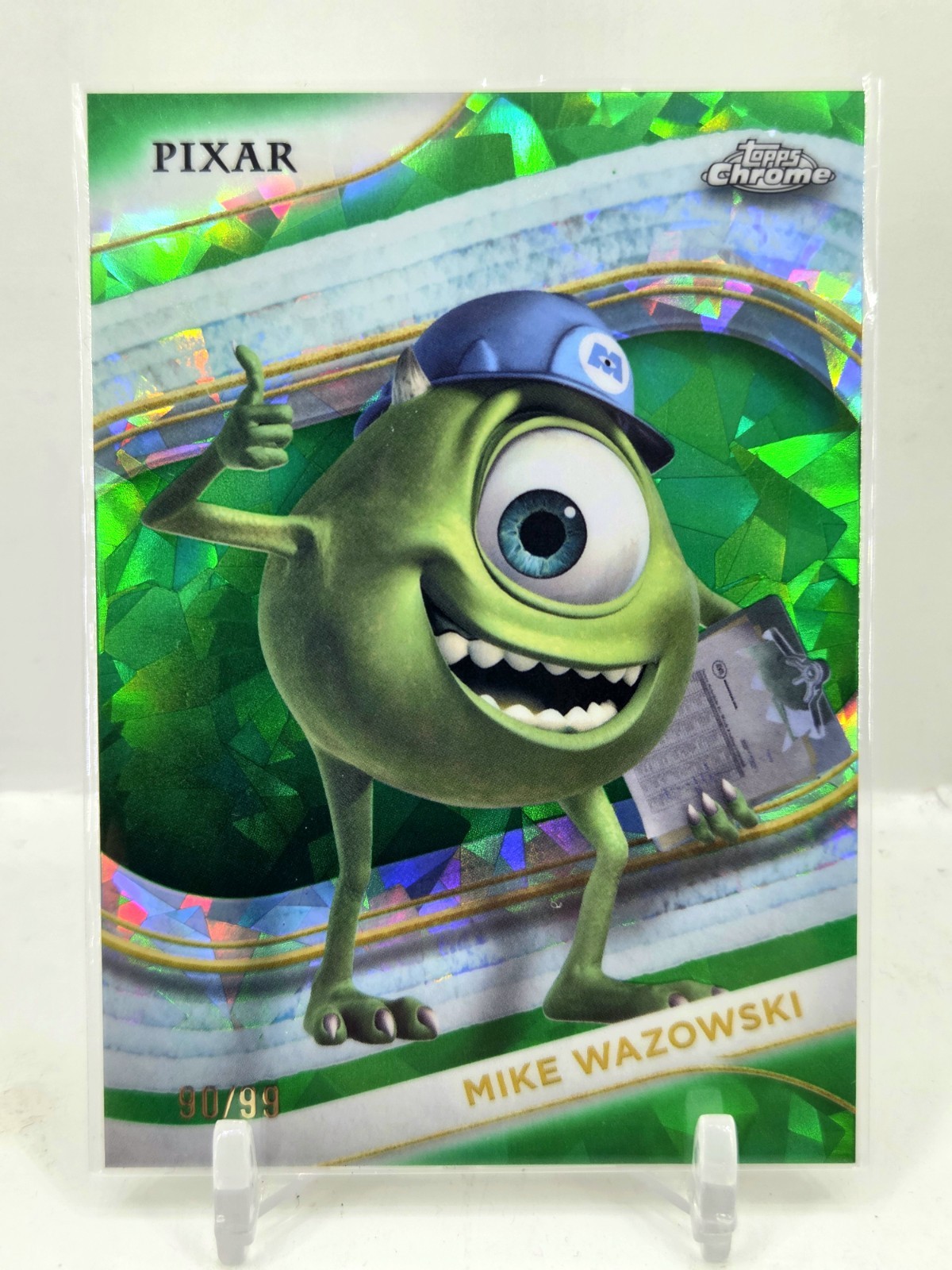 2025 Topps Chrome Disney Mike Wazowski Green Sapphire Refractor 90/99 Monsters