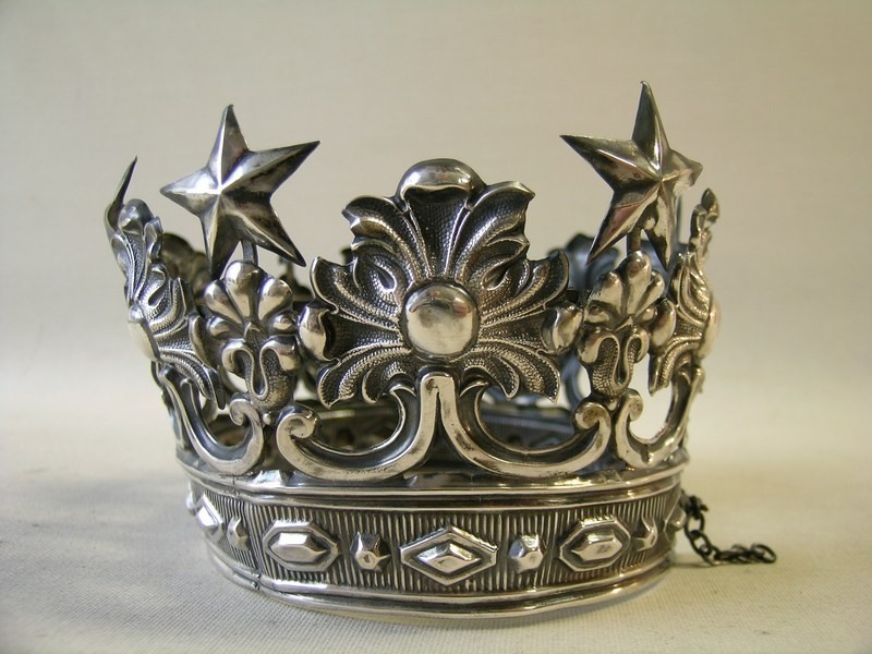 Antique silver crown for religious statue