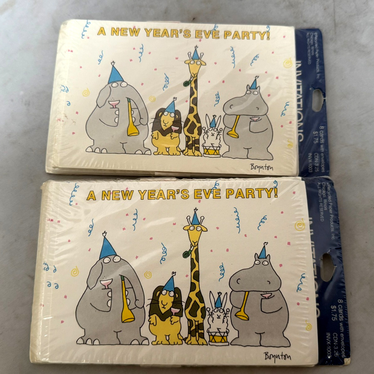 Sandra Boynton Vintage New Year\'s Eve Party Invitations Lot 2 SEALED CLEAN