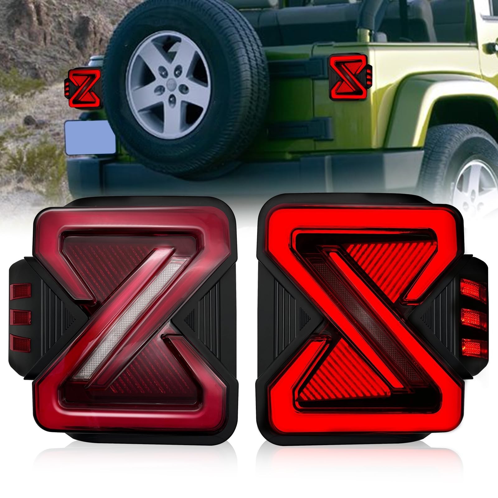 LED Tail Lights Compatible With 2007-2018 Jeep Wrangler JK JKU Dynamic Start ...