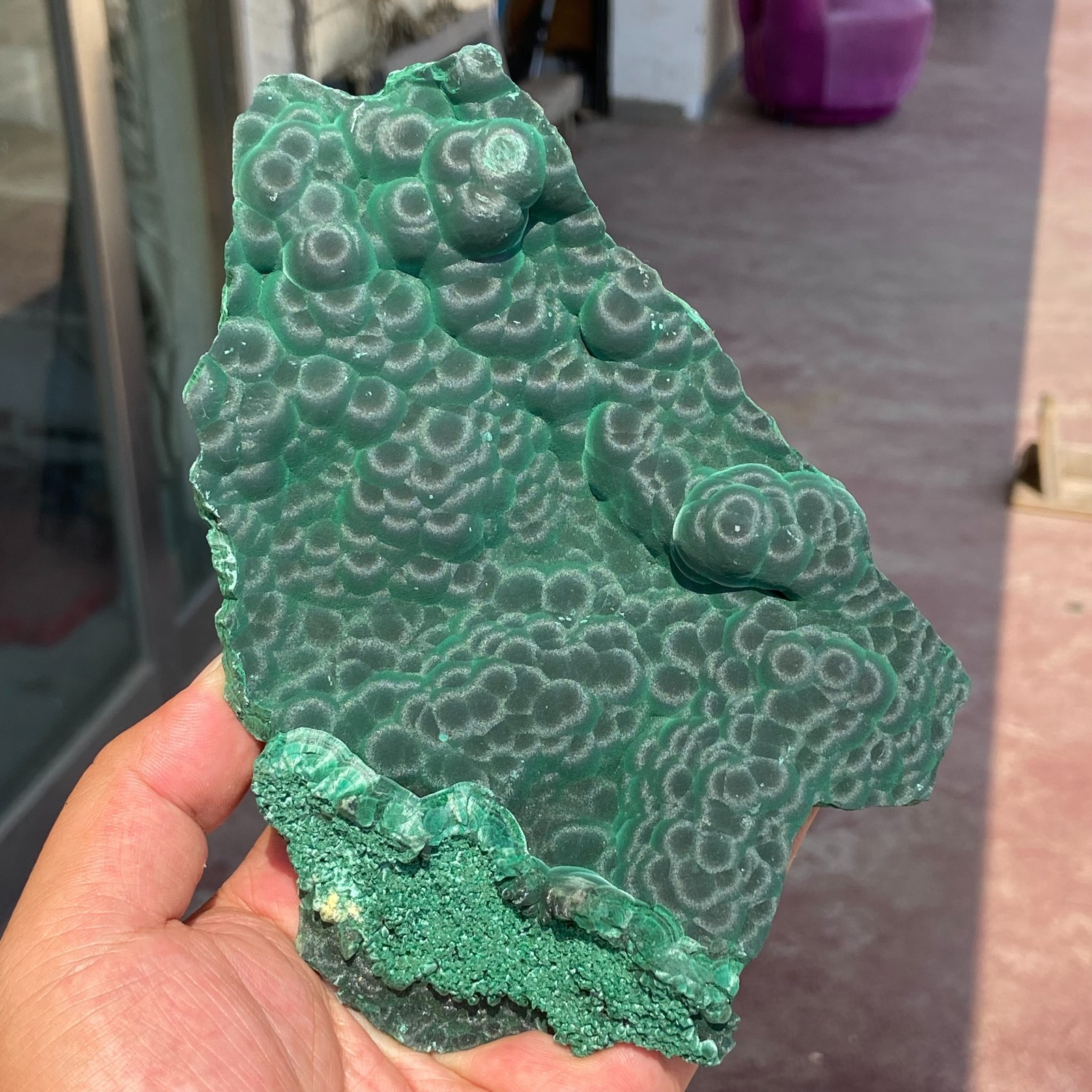 479g Rare Top Natural Velvet Malachite Coarse Cat's Eye Cluster Mineral Specimen