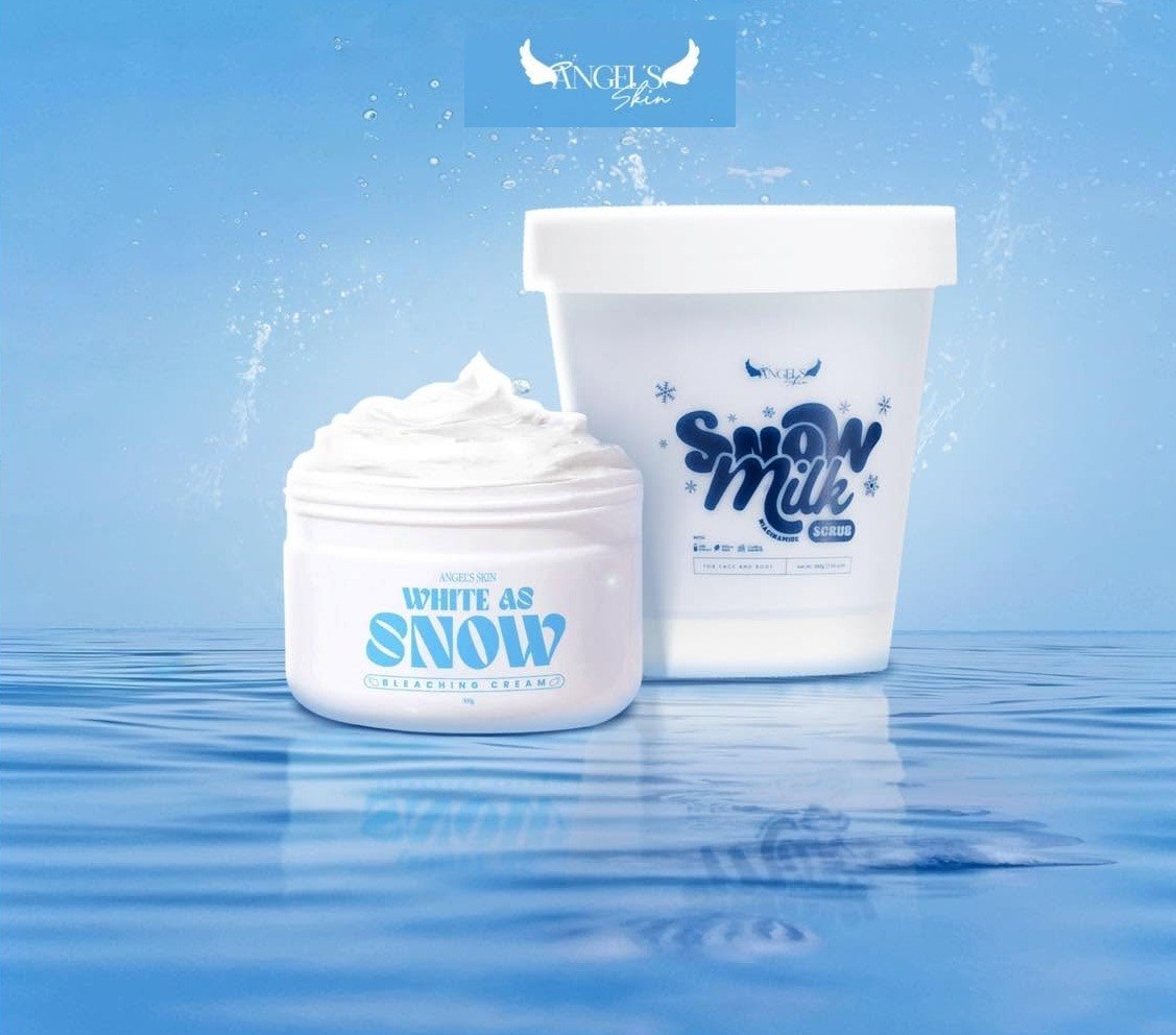 Angel Skin White As Snow Bleaching Cream and Angel Skin Snow Milk Scrub Set