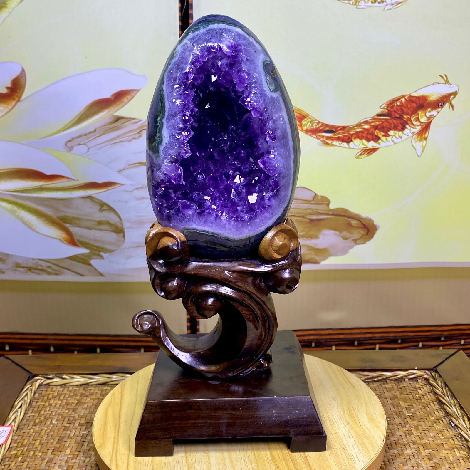 10.44LB High quality Natural Amethyst geode quartz crystal Dinosaur egg healing