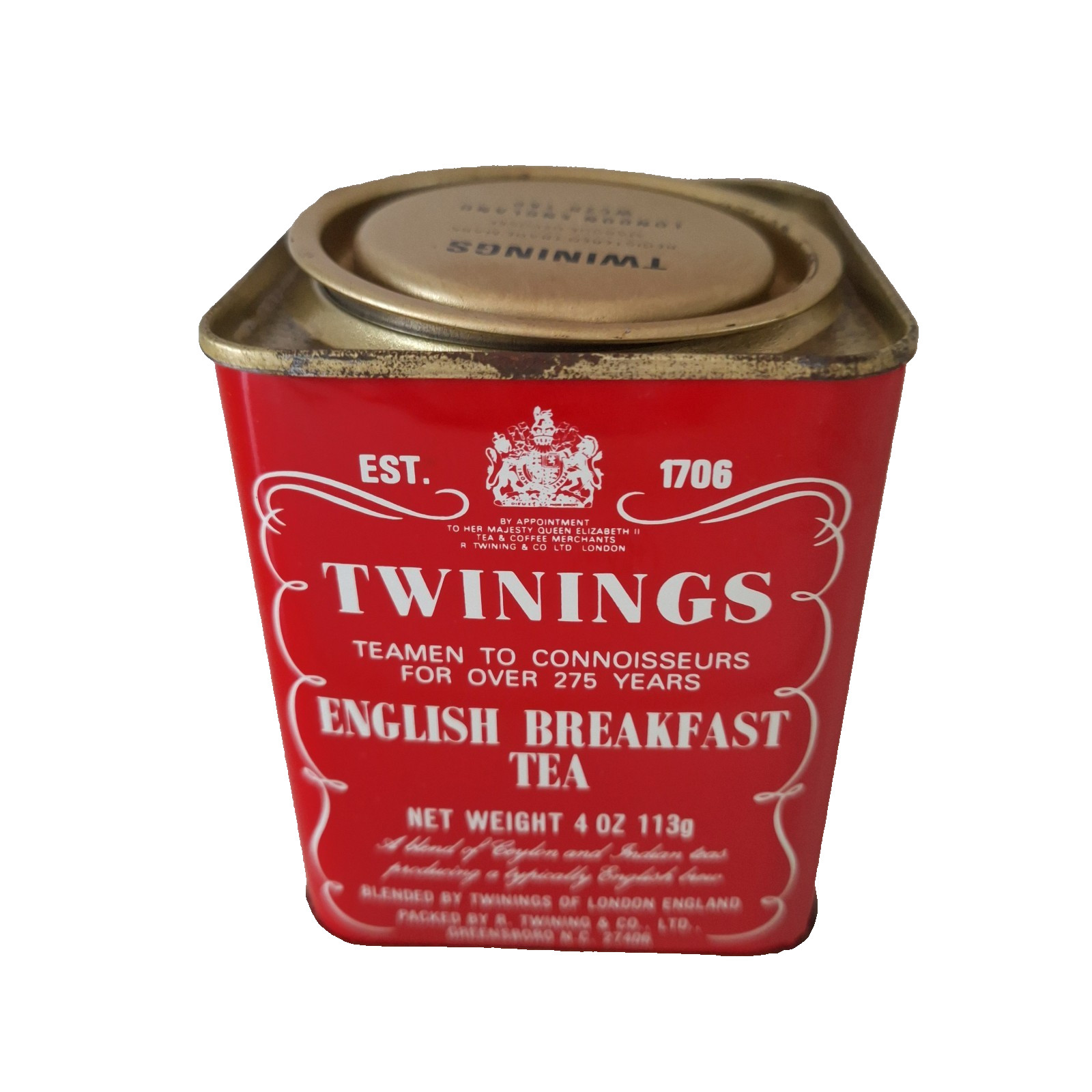 Vintage Twinings English Breakfast Tea Tin Red 4 Oz London England Empty