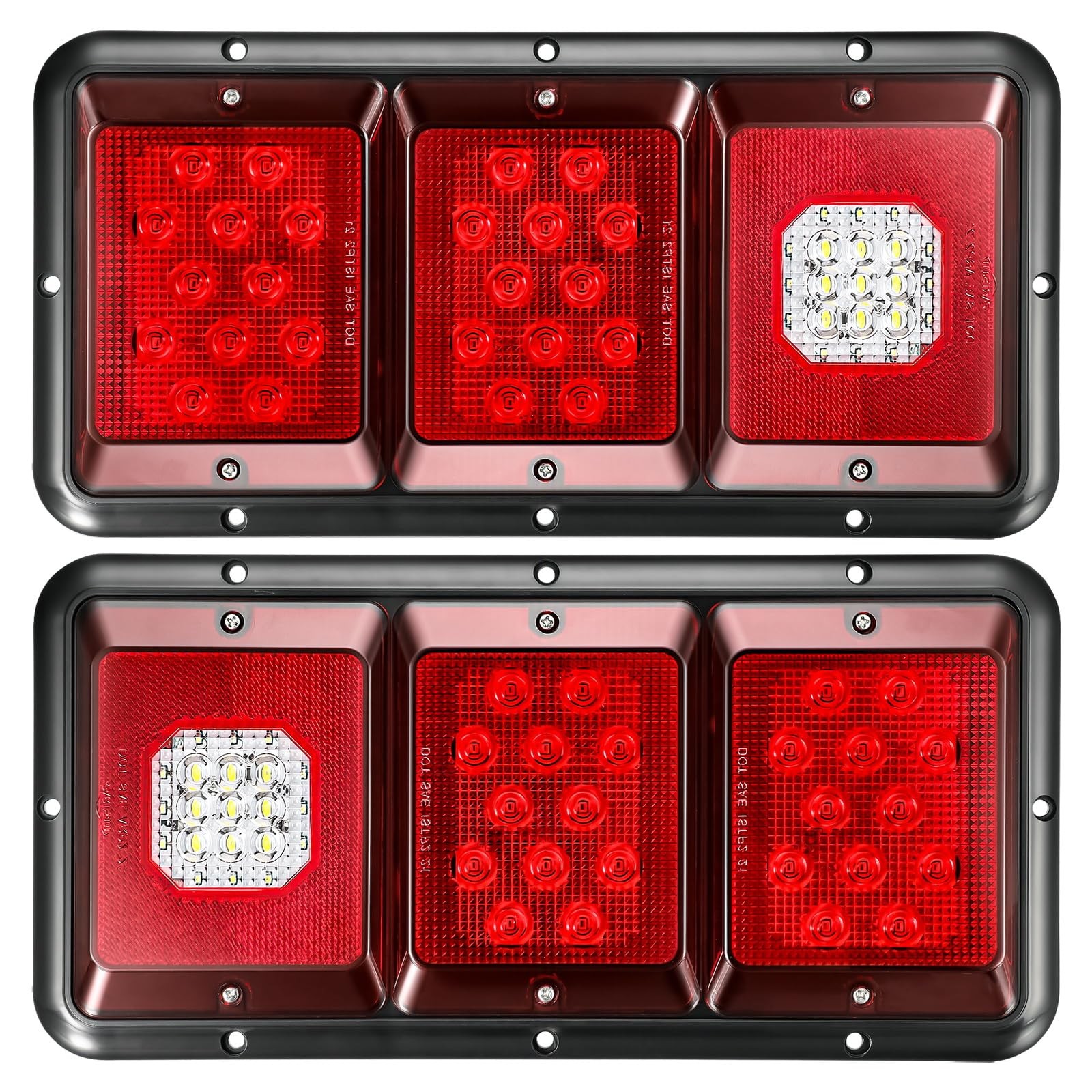 Partsam 2Pcs LED Triple Tail Lights 45 LEDs, Rectangle Vertical or Horizontal Mo