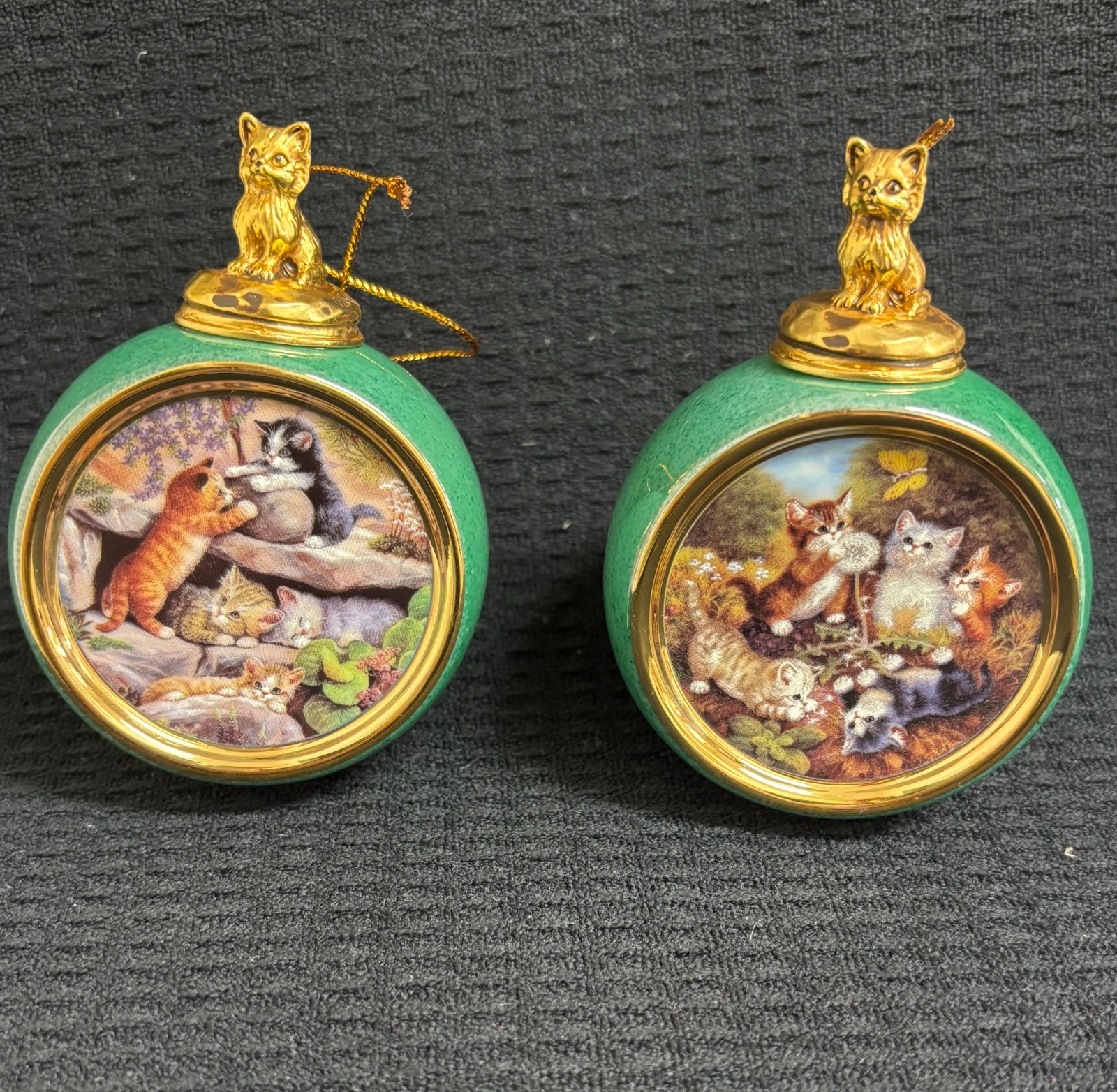 2 Bradford Editions Porcelain Ornaments – Kitten Expeditions - Brand NEW
