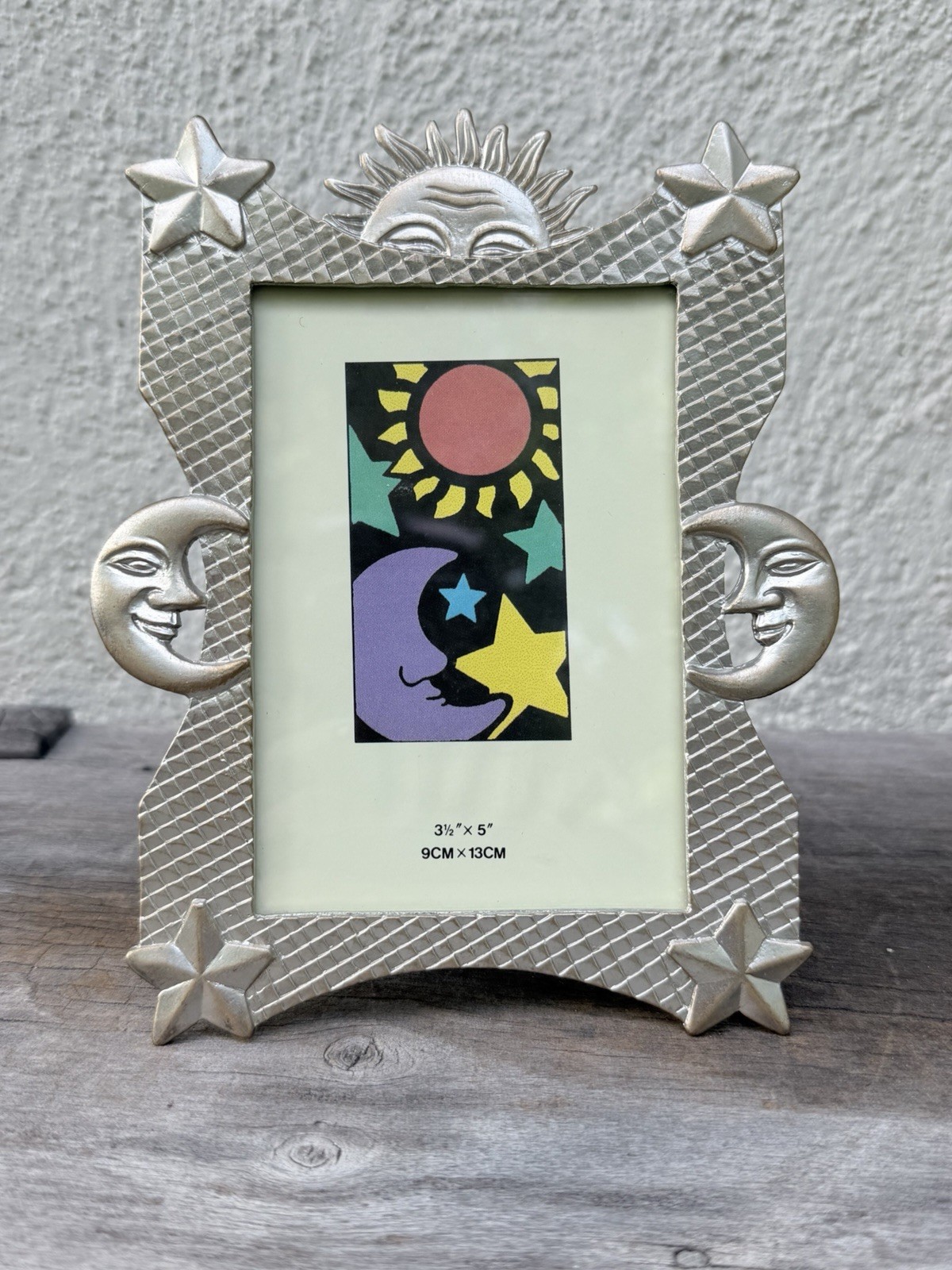 Vintage Celestial Decor Frame Sun Moon Silver Metal 90s 3x5.5” Vintage Celestial Decor Frame Sun Moon Silver Metal 90s 3x5.5”