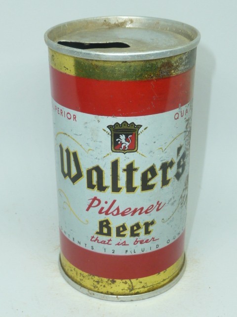 Empty Top Opened 12oz Walter\'s Pilsener Beer S.S. Zip-Tab